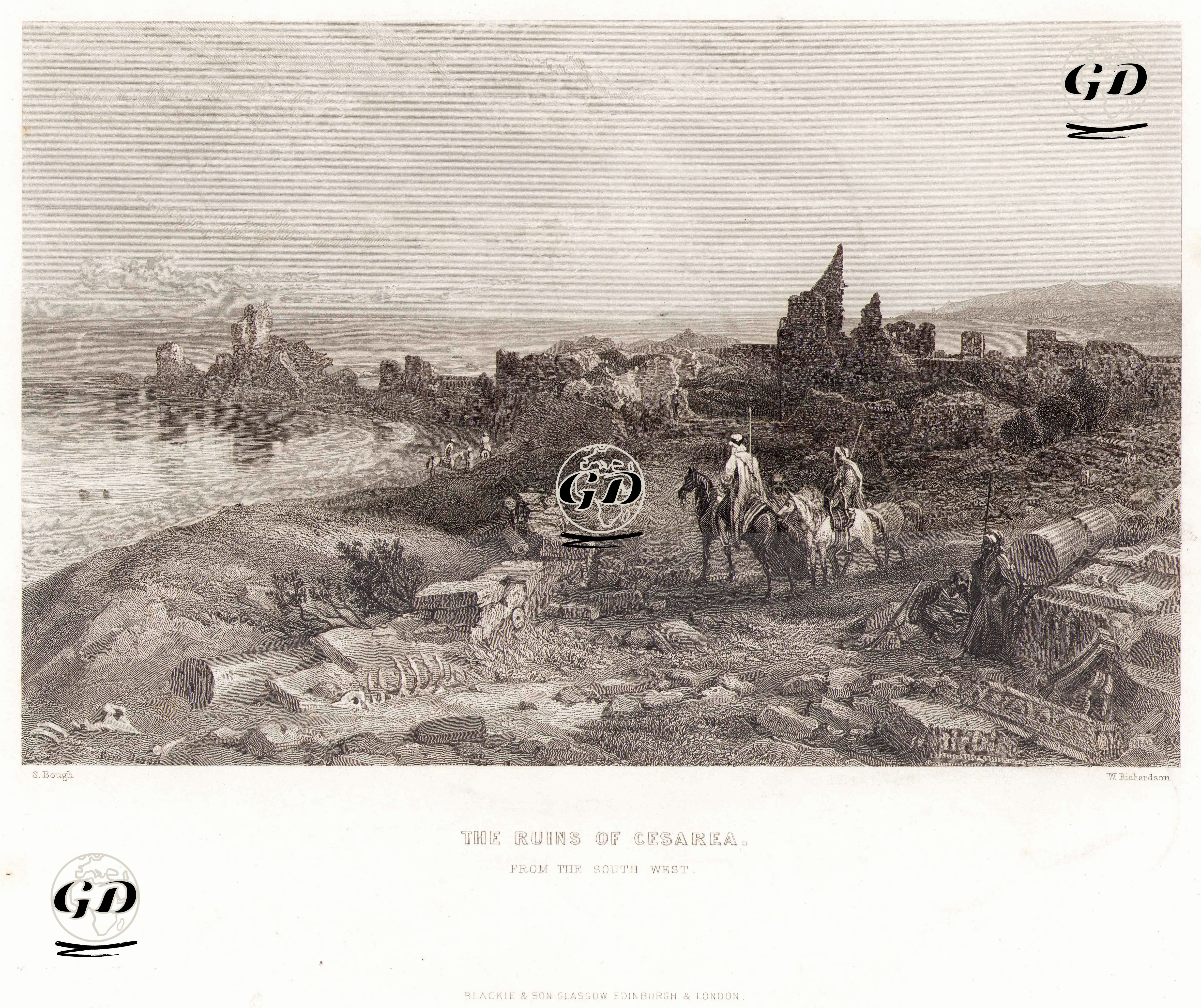 Cesarrea Antik Kentinin Güneybatıdan Görünümü - Samuel Bough (1822-1878) - 1855