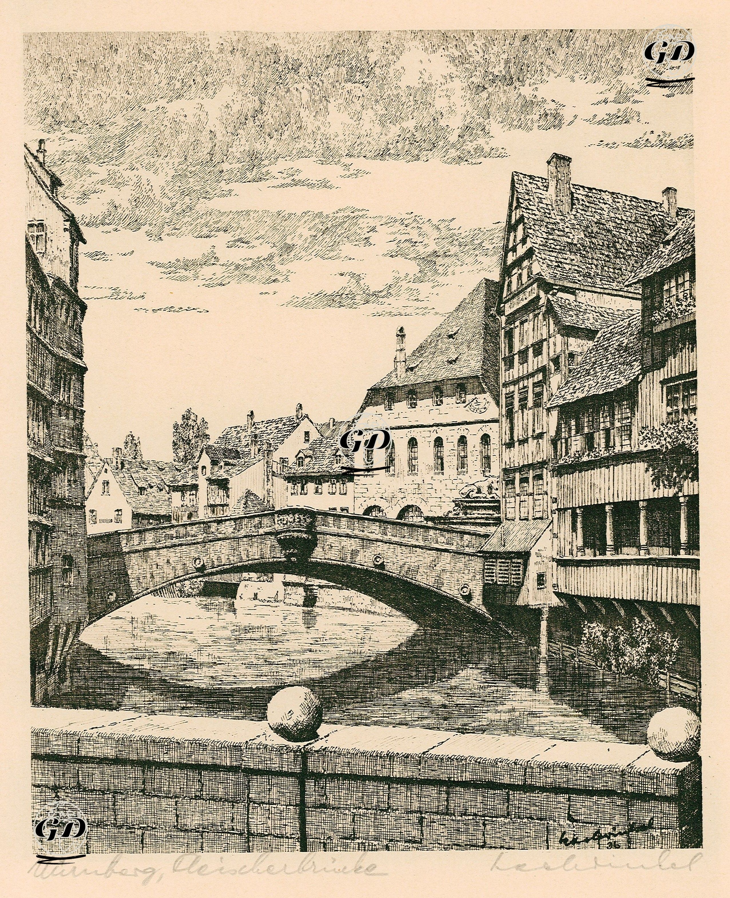 Nürnberg, Fleischer Köprüsü - Karl Winkel (1899-1957) - 1930's-1940's