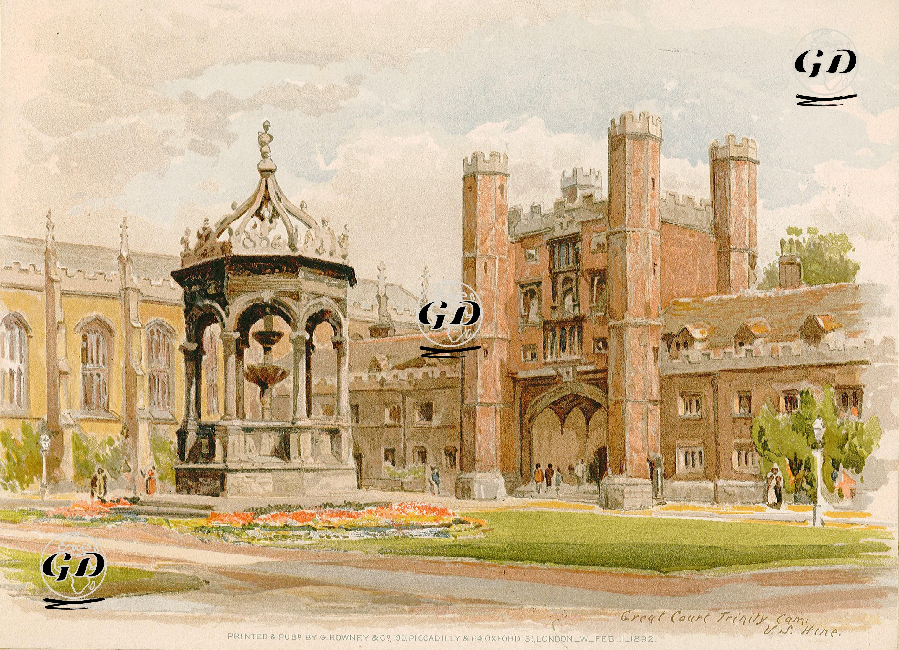 Trinity College Avlusu, Cambridge - Victoria Susannah Hine (1840-1926) - 1892