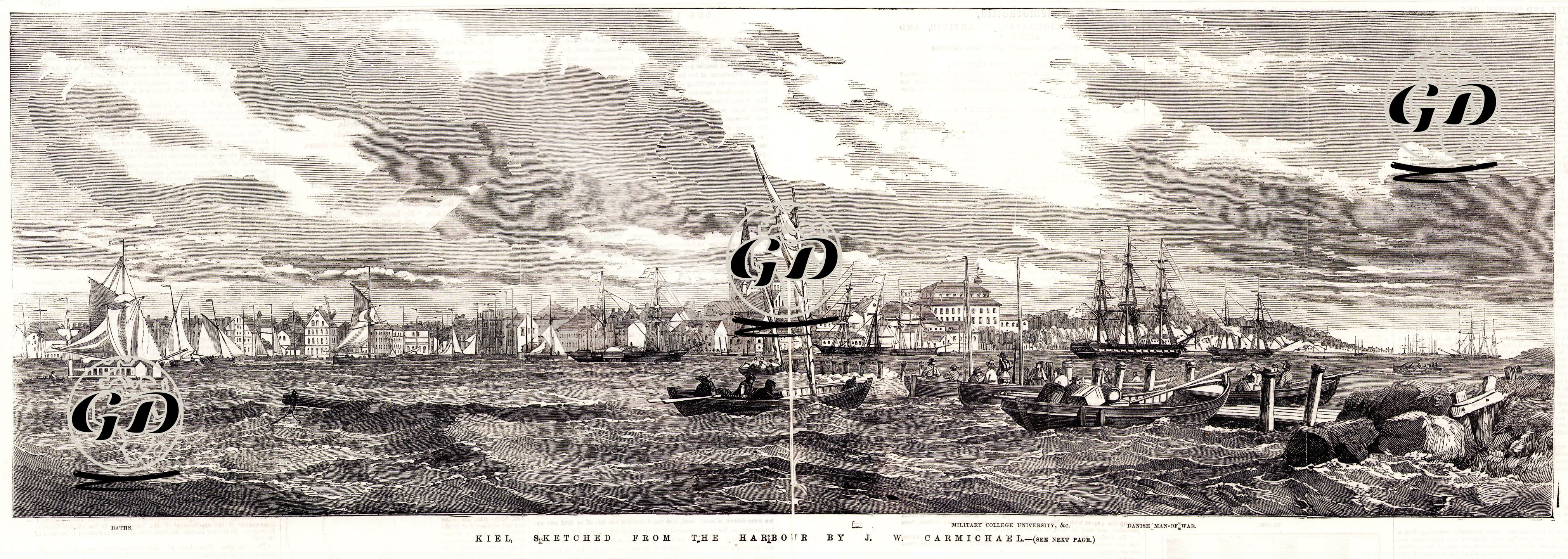 Limandan Kiel Şehri - James Wilson Carmichael ( 1800-1868) - 1855