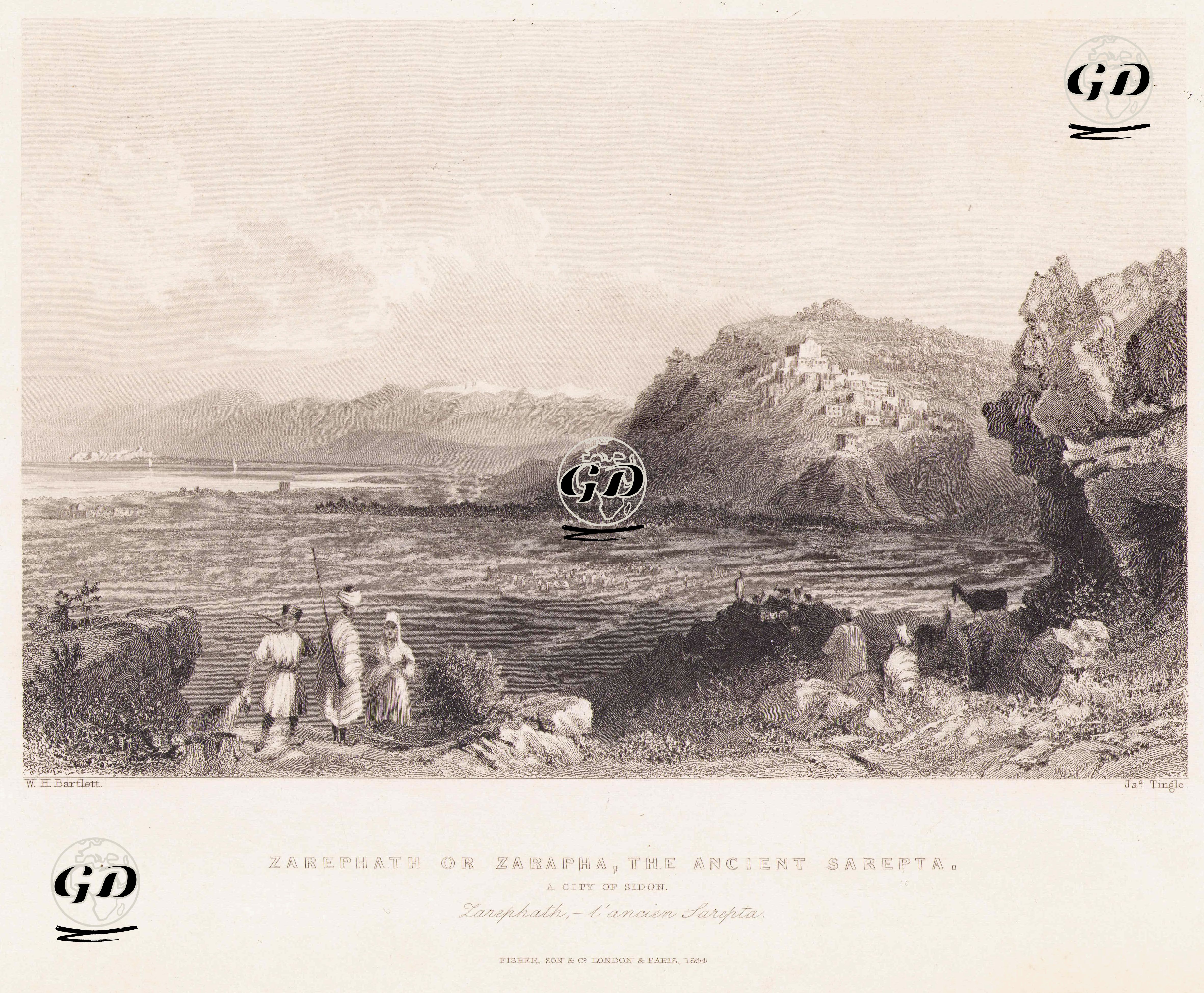 Zarephath Or Zarapha, The Ancient Sarepta, A City Of Sidon-Zarephath, L'Ancien Sarepta  - William Henry Bartlett (1809-1854) - 1844