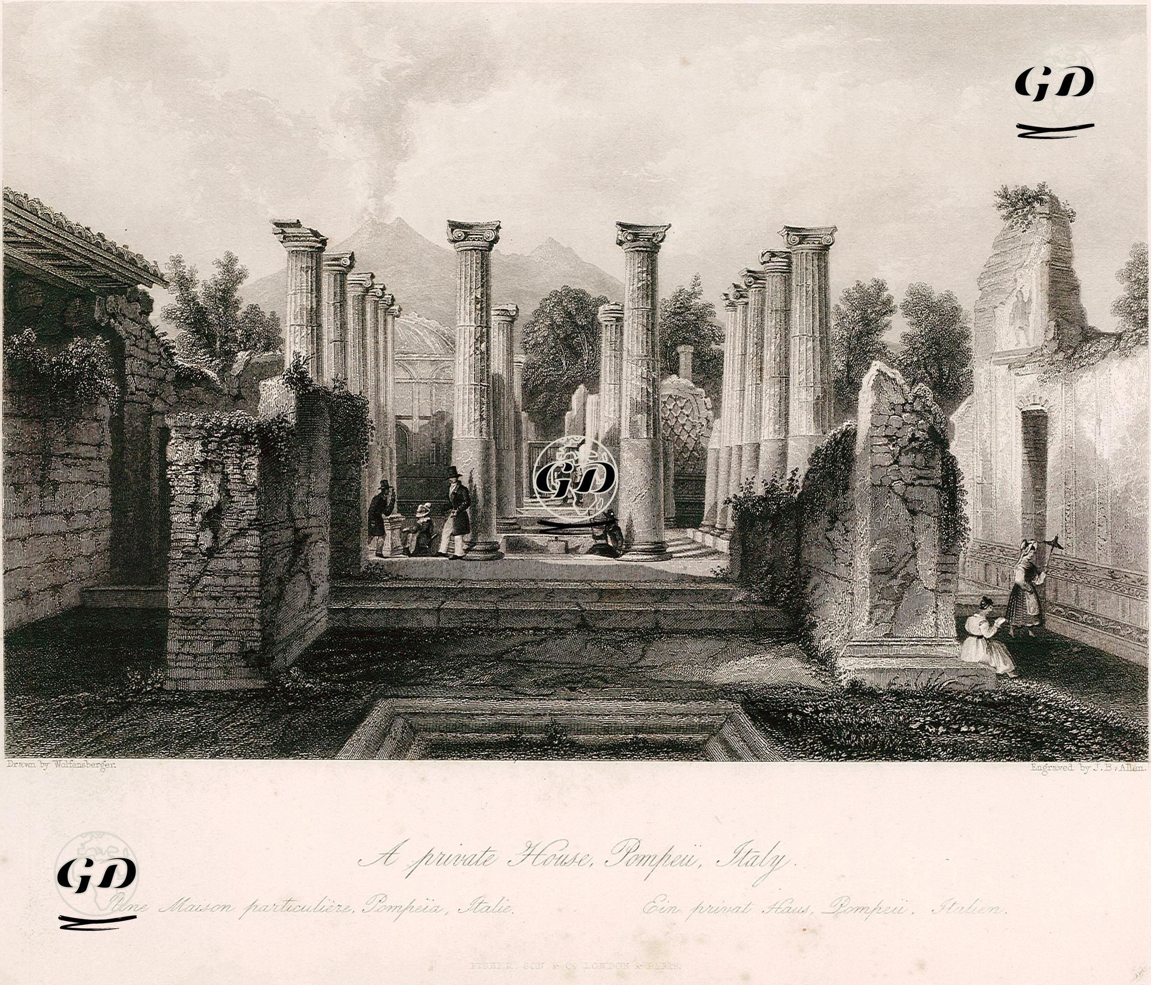 Pompeii'de Bir Ev Kalıntısı, İtalya - Johann Jakob Wolfensberger (1797-1850) - 1840