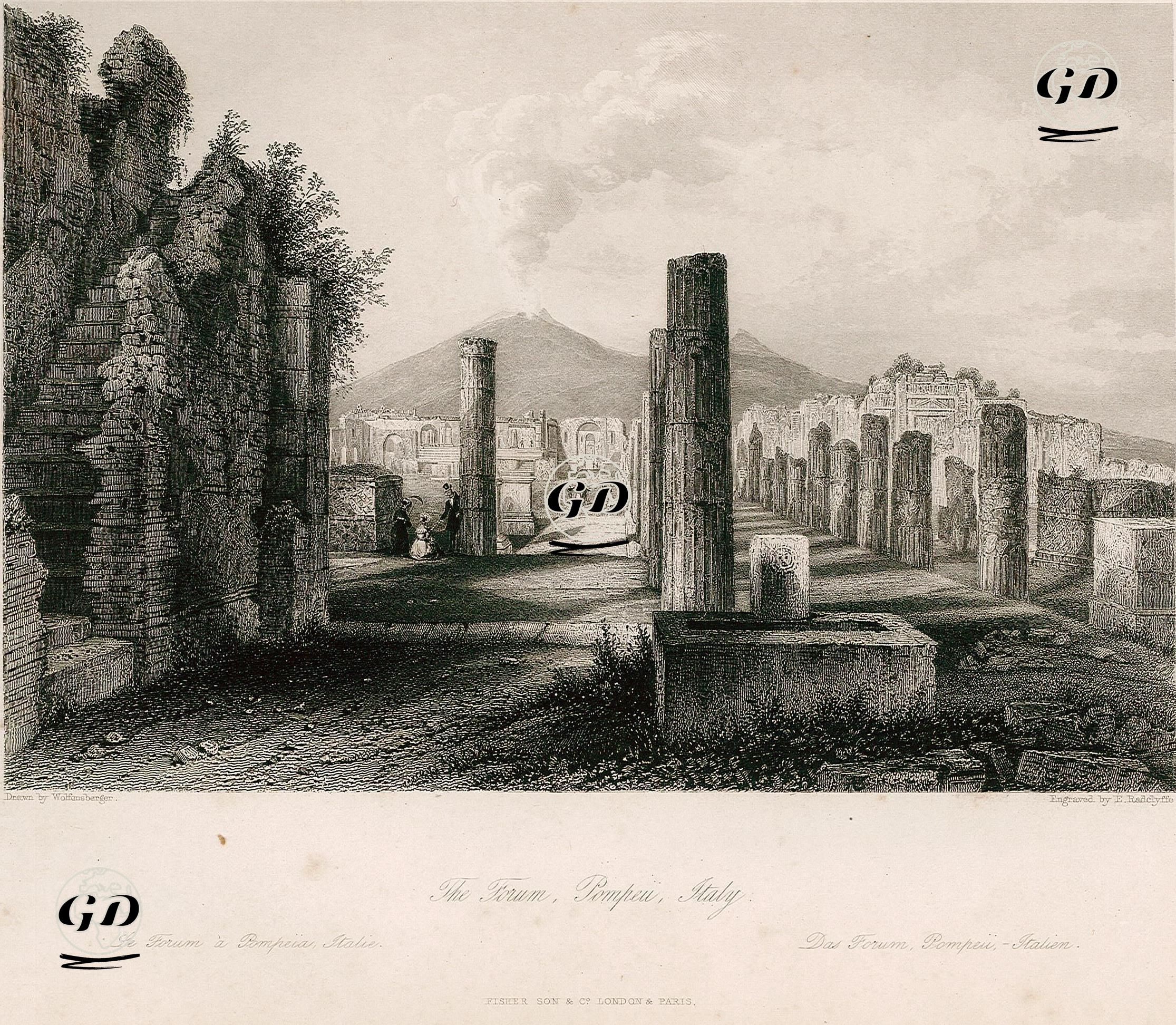 Forum, Pompeii, İtalya - Johann Jakob Wolfensberger (1797-1850) - 1840