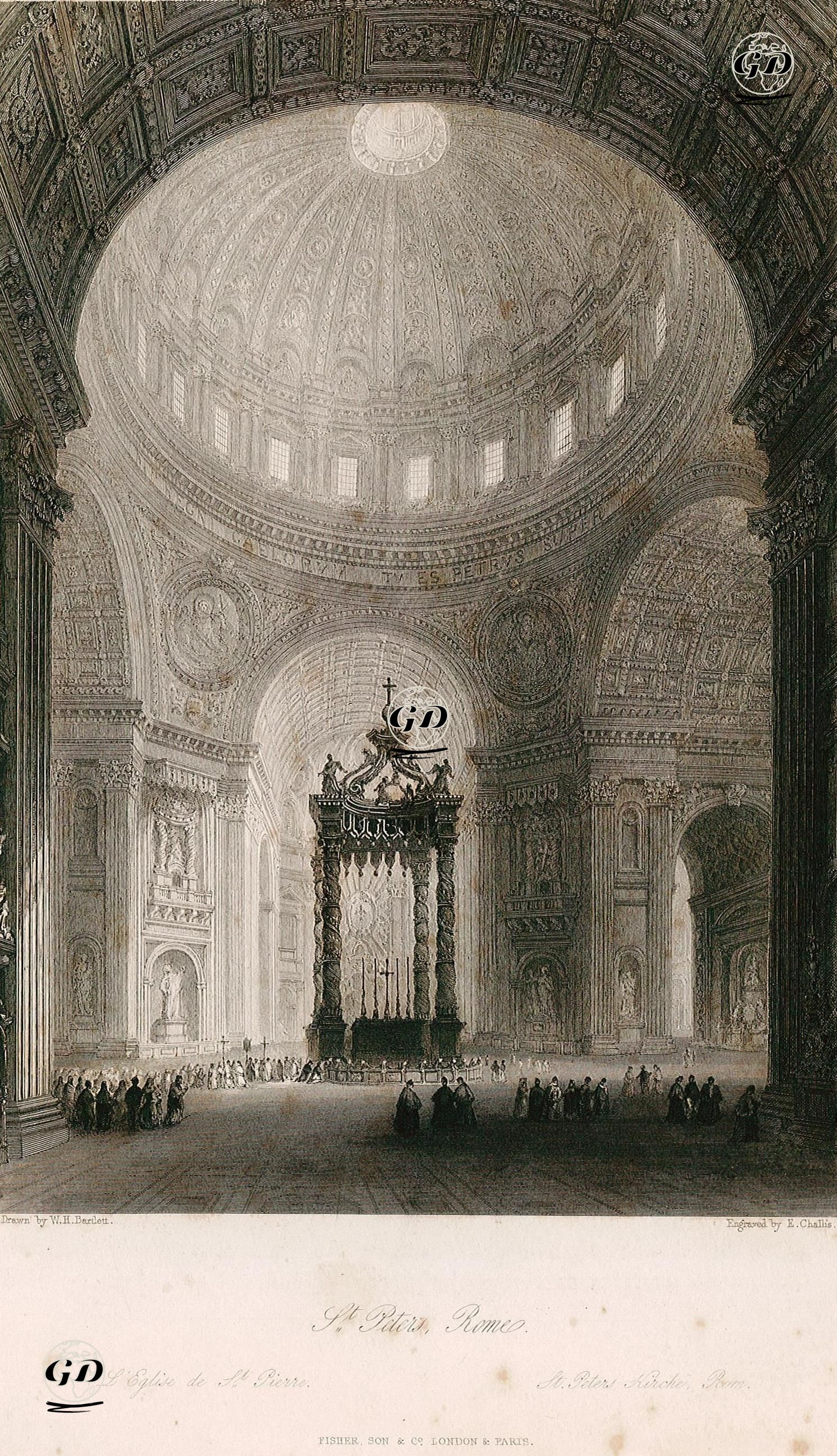 Saint Pietro Bazilikası, Roma - William Henry Bartlett (1809-1854) - 1842