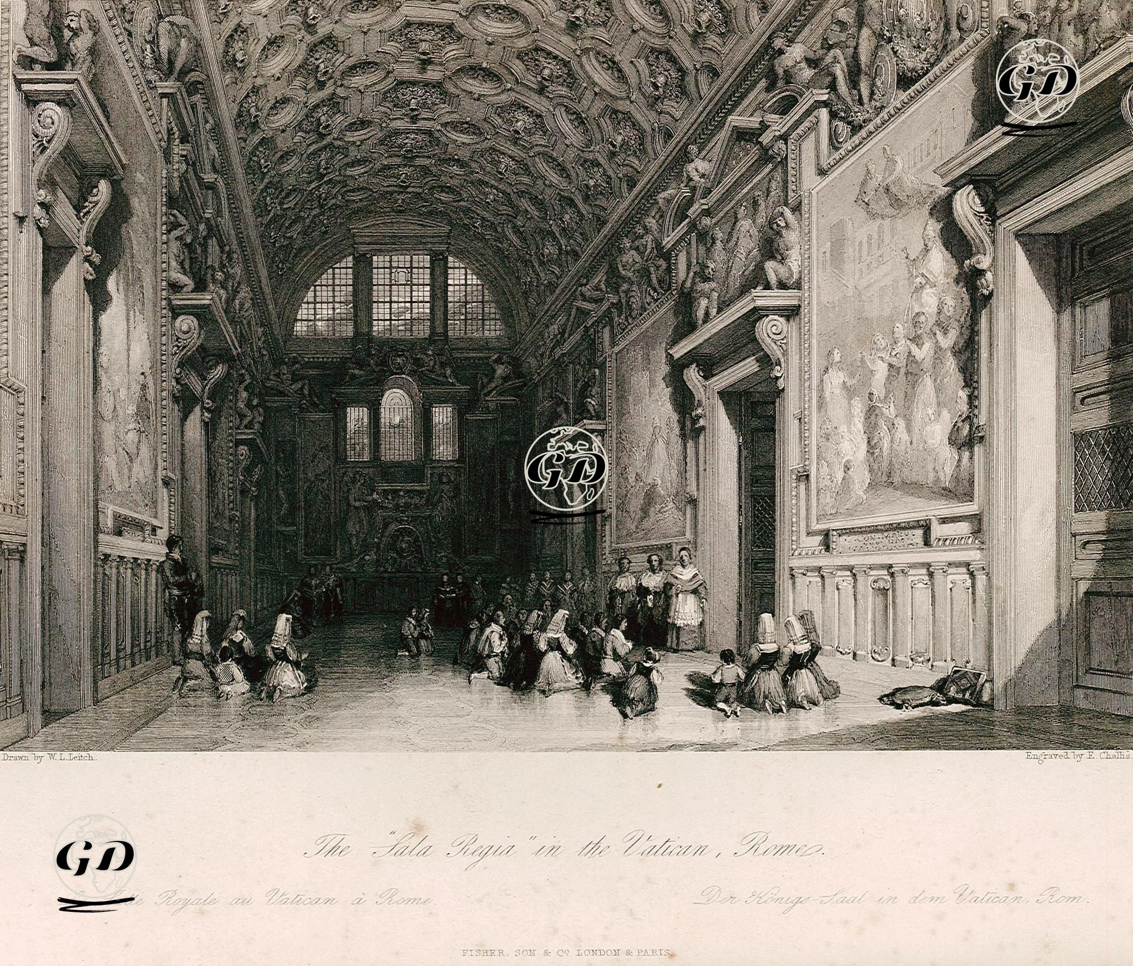 Sala Regia(Regal Room) (Kraliyet Salonu), Vatikan, Roma - William Leighton Leitch (1804-1883) - 1840