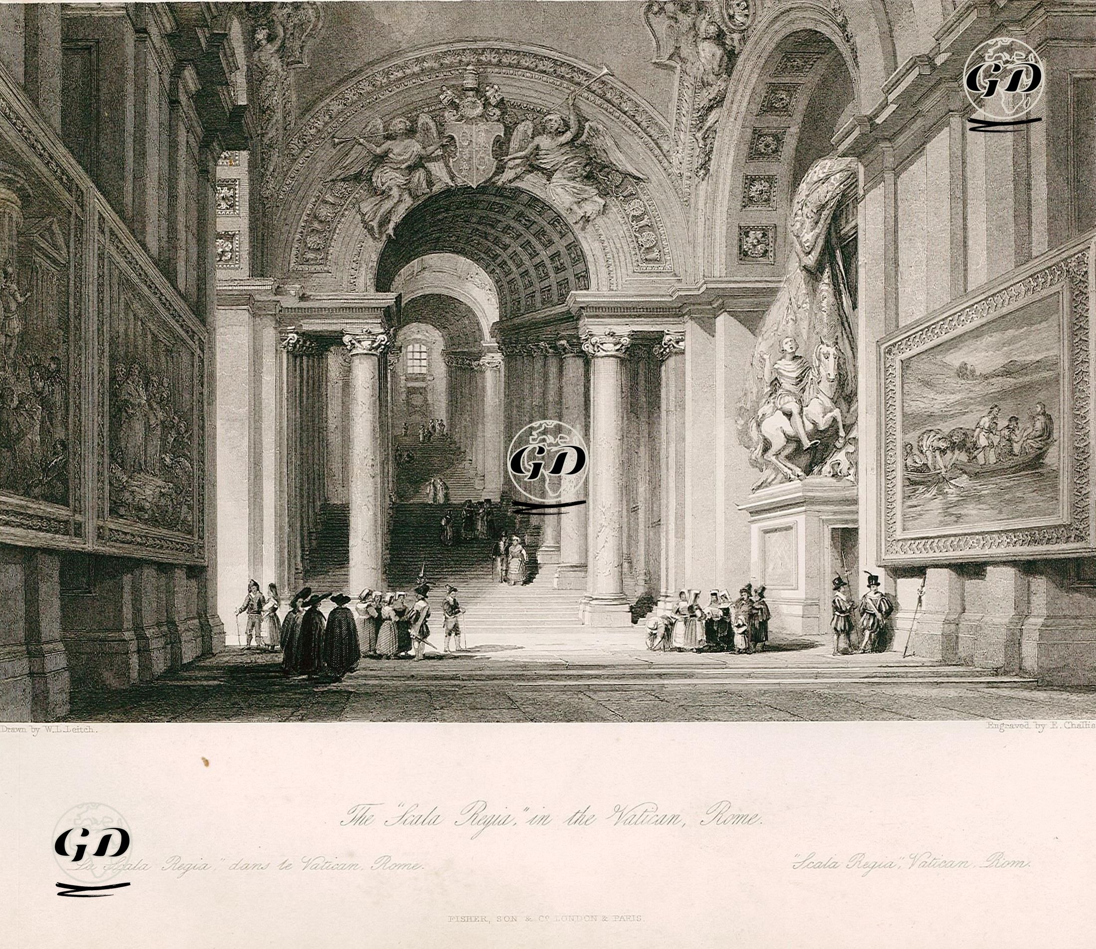 Sala Regia (Kutsal Merdivenler), Vatikan, Roma - William Leighton Leitch (1804-1883) - 1840