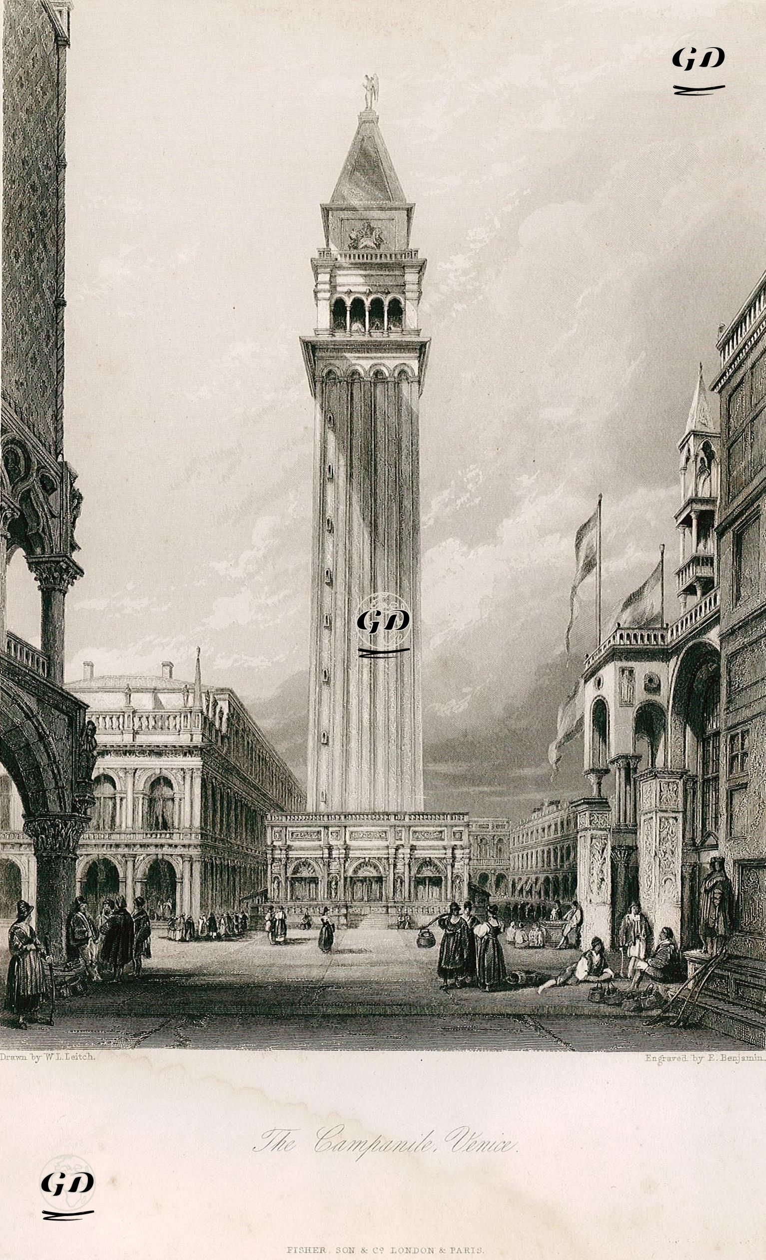 Aziz Mark Çan Kulesi, Venedik - William Leighton Leitch (1804-1883) - 1840