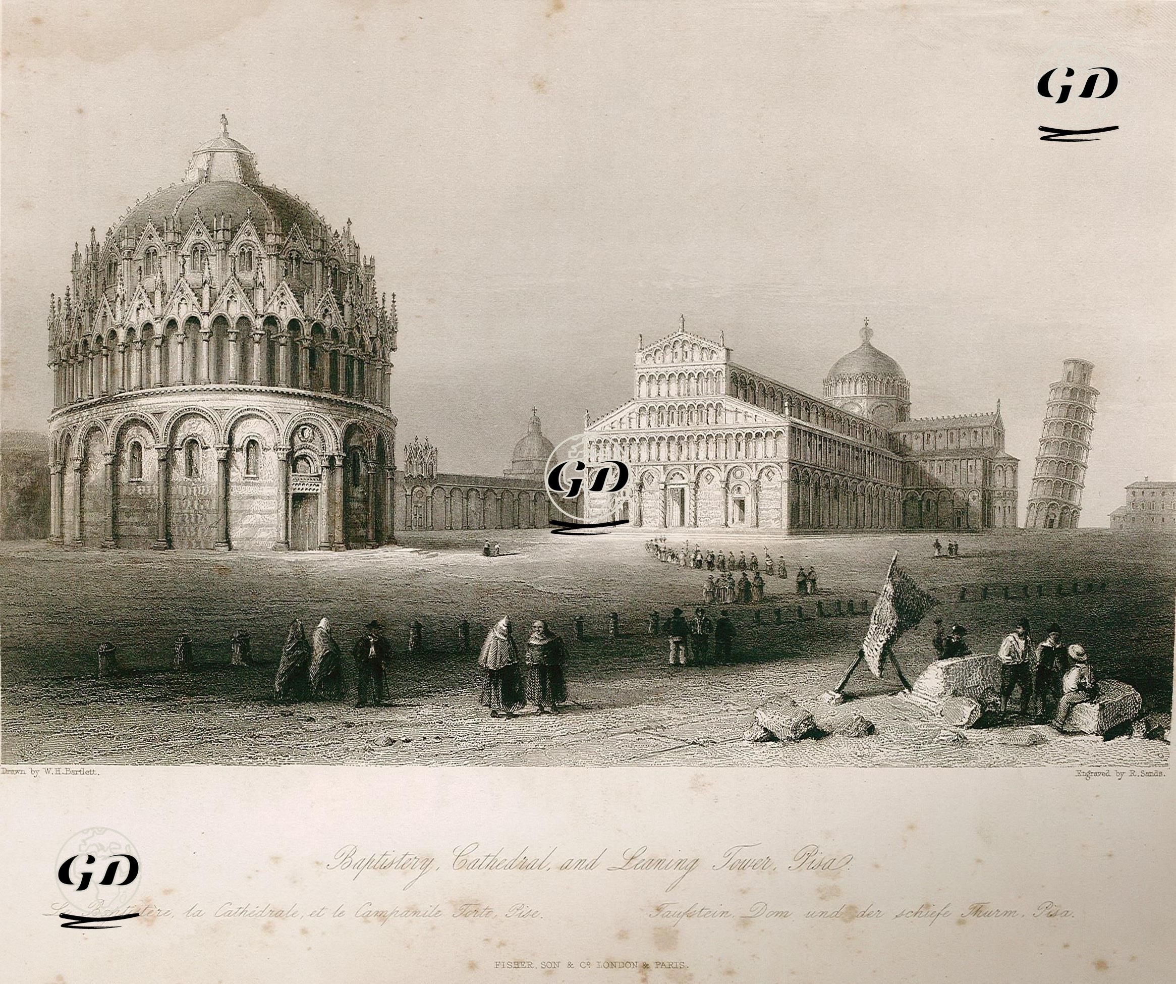 Pisa Kulesi, Vaftizhanesi Ve Kathedrali - William Henry Bartlett (1809-1854) - 1842