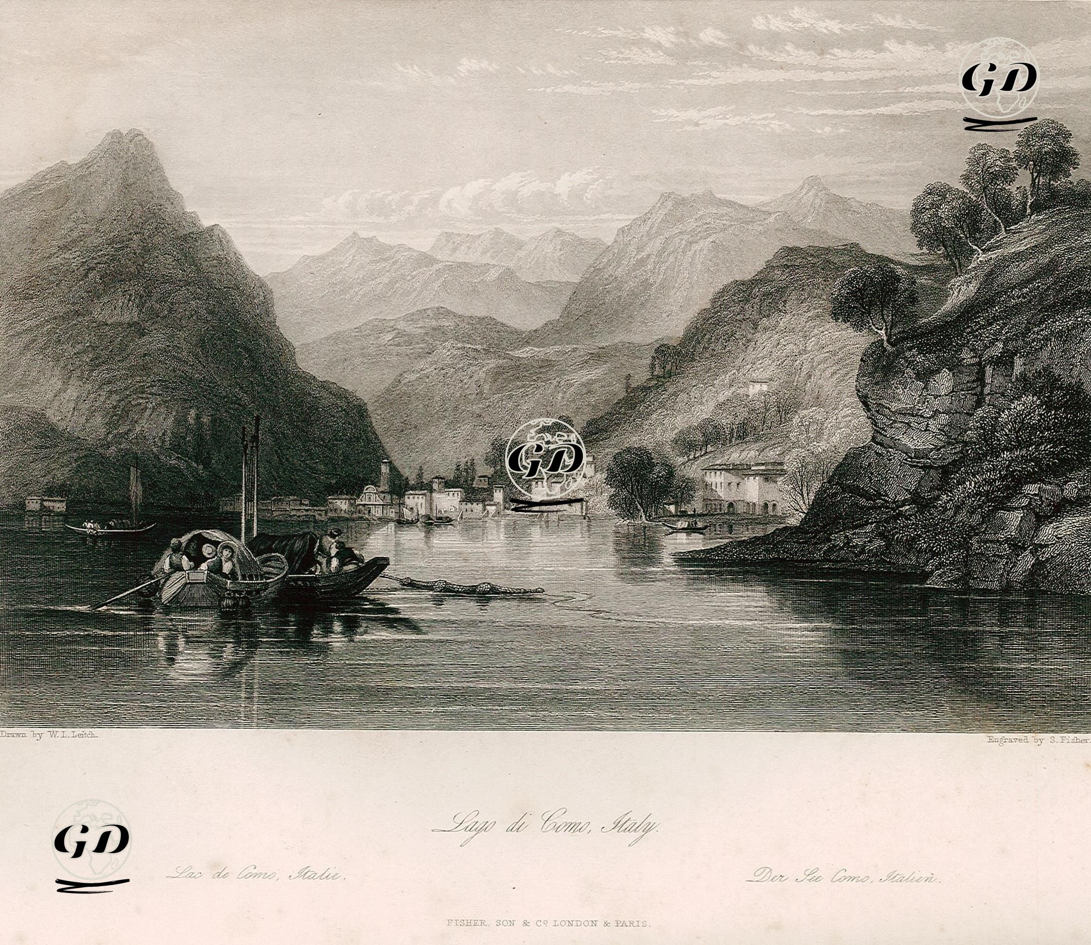 Como Gölü, İtalya - William Leighton Leitch (1804-1883) - 1840