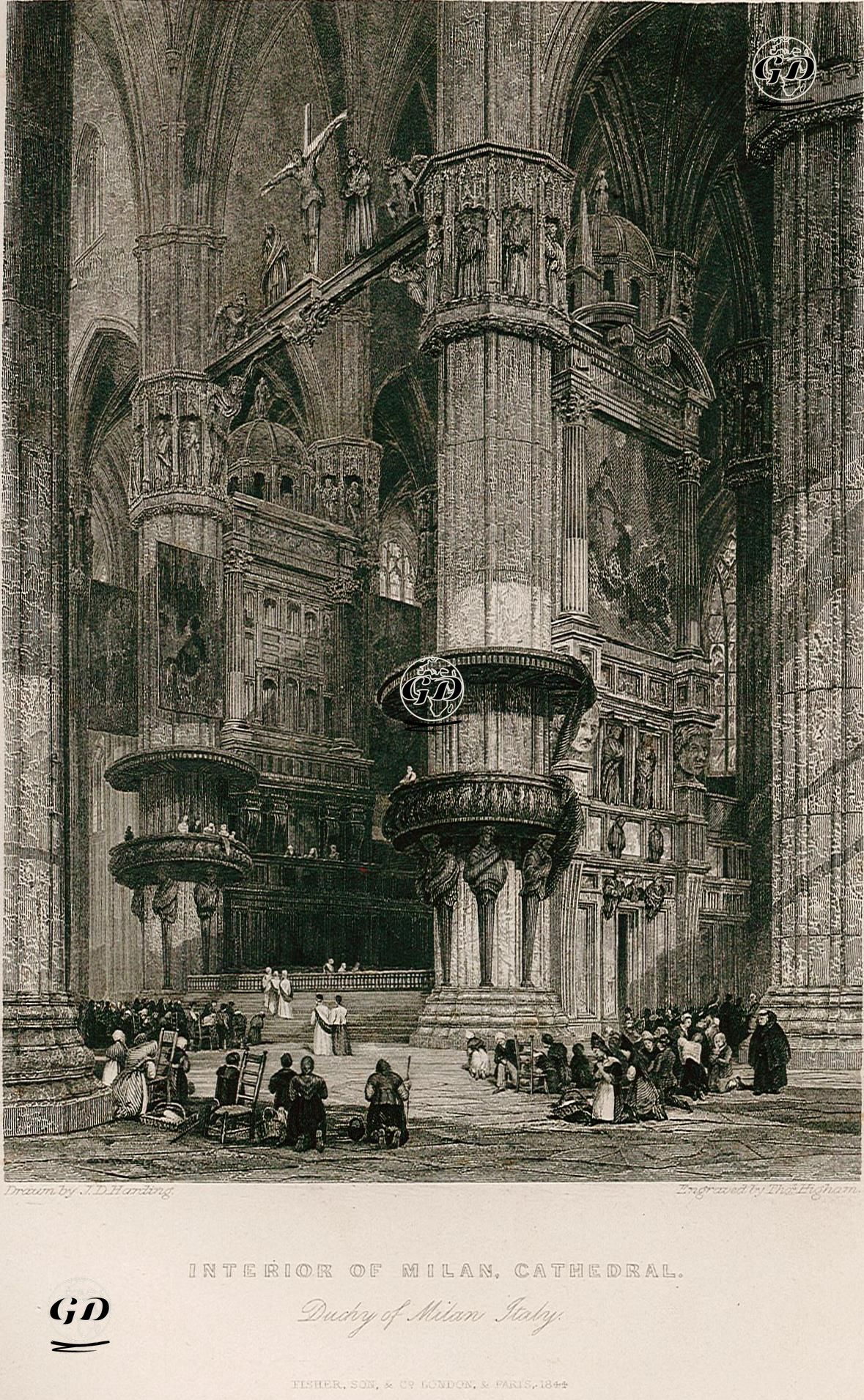 Milano Katedralinin İçi, Milano Dükü, İtalya - James Duffield Harding (1798-1863) - 1844