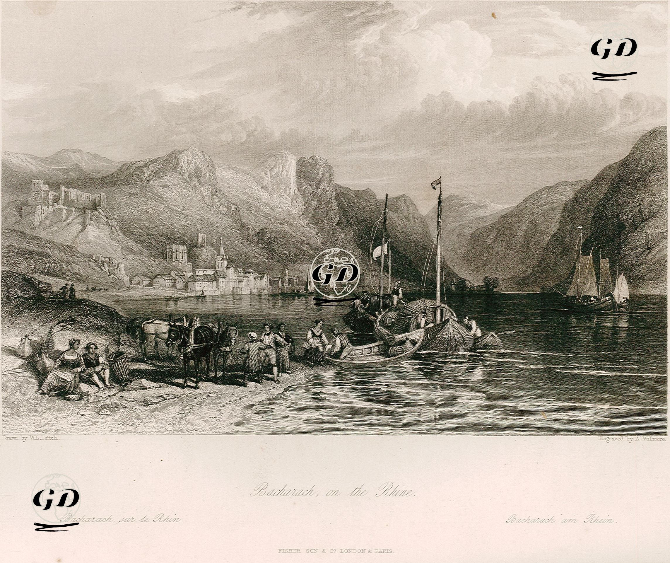 Ren Nehri Üzerinde Bacharach - William Leighton Leitch (1804-1883) - 1840