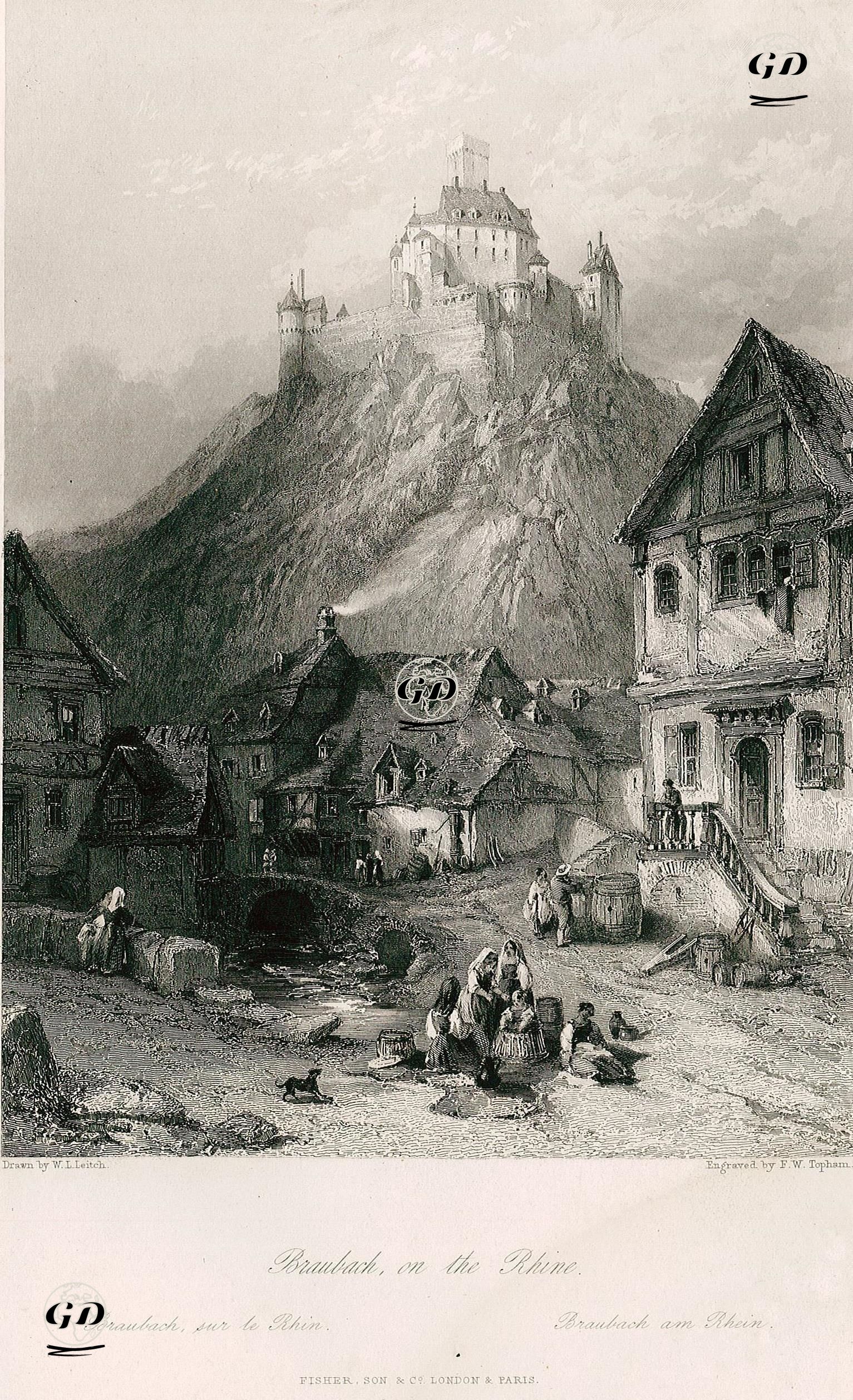 Ren Nehri Üzerinde Braubach - William Leighton Leitch (1804-1883) - 1840
