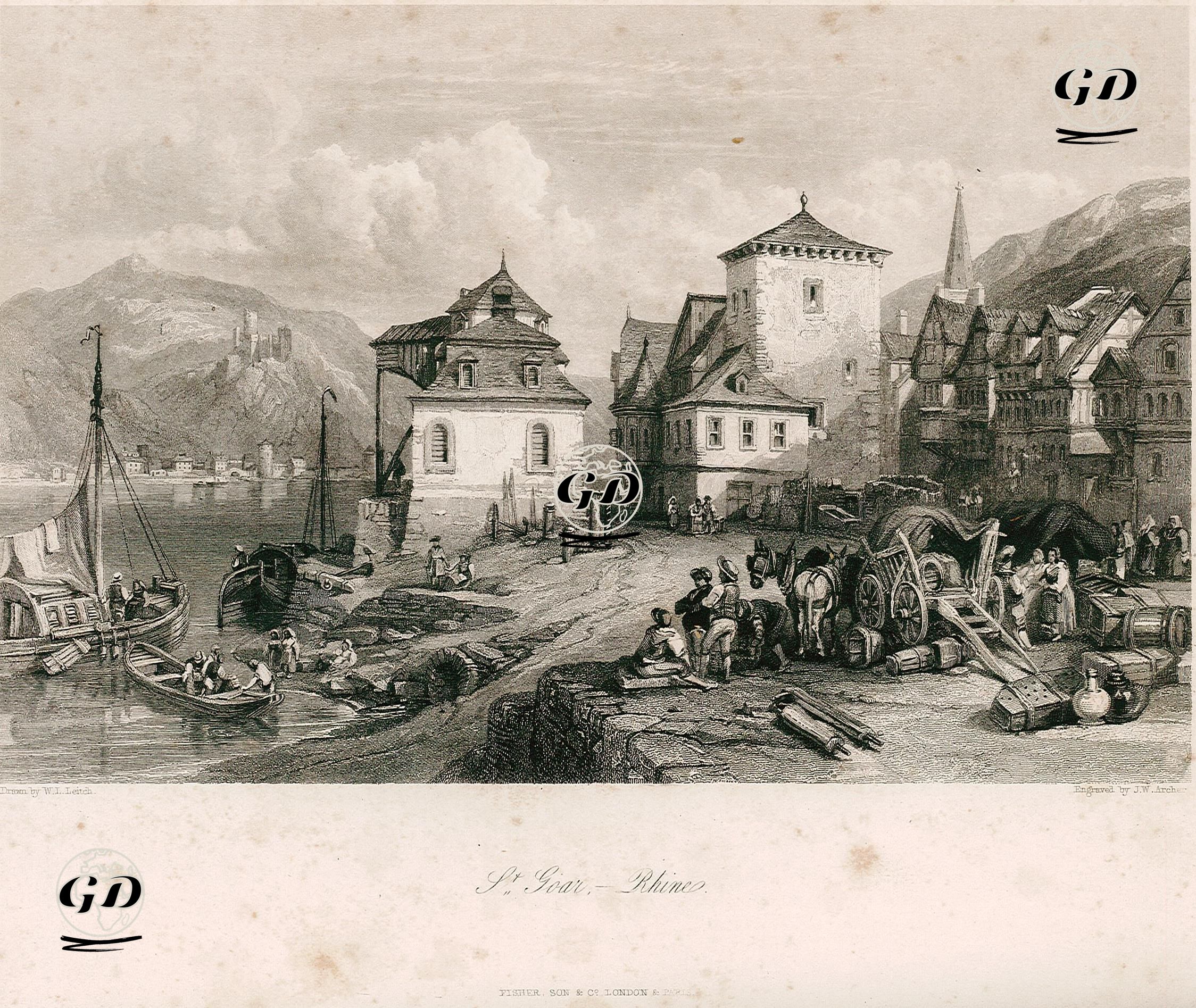 Ren Nehri Üzerinde Sankt Goar - William Leighton Leitch (1804-1883) - 1842