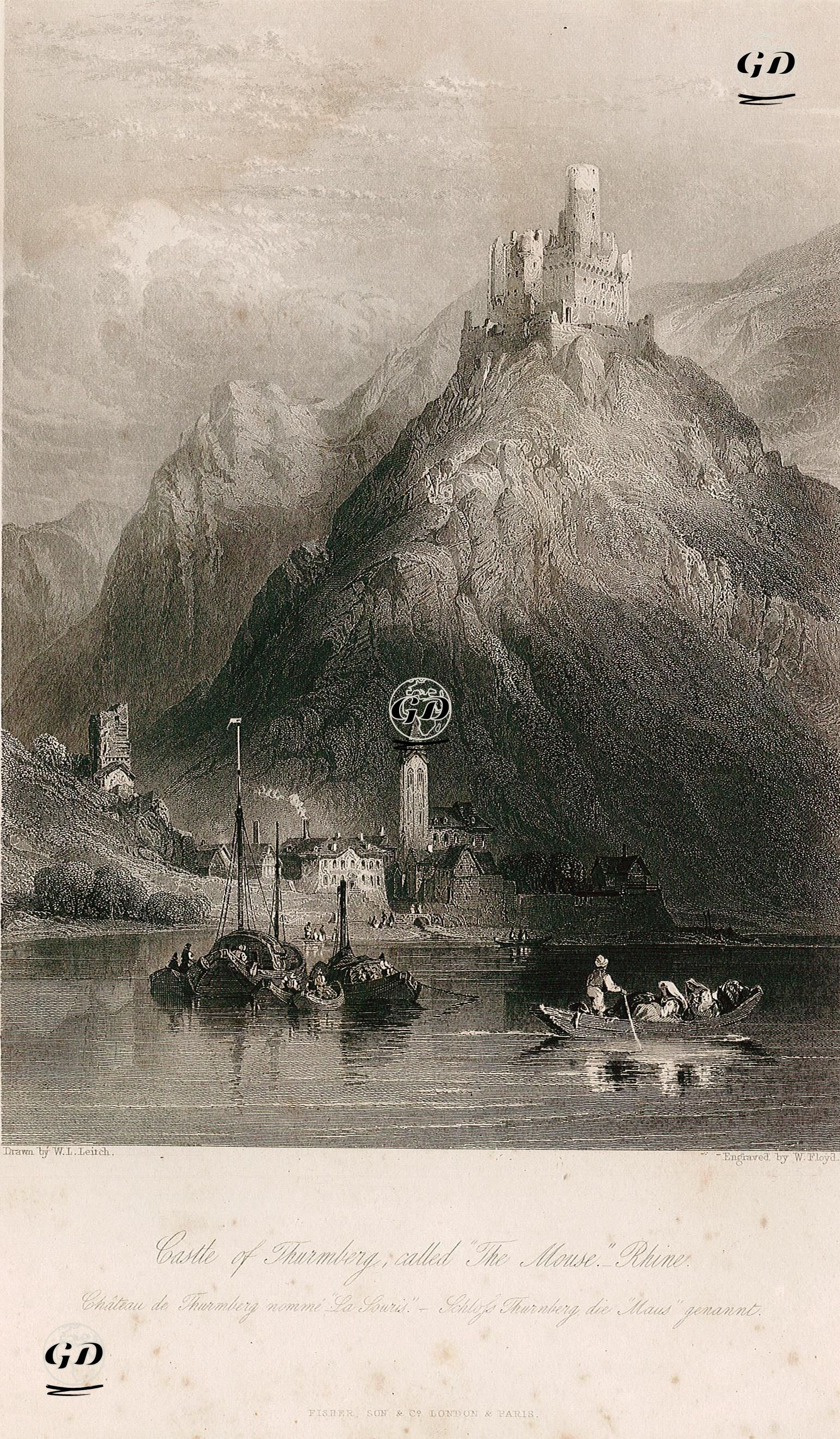 Ren Nehri Üzerinde Thurmberg (Fare Kalesi) Kalesi - William Leighton Leitch (1804-1883) - 1840