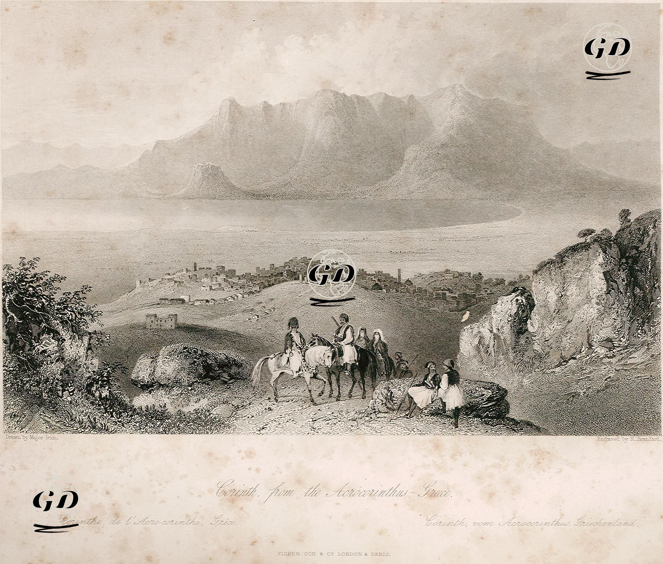 Corinth, From The Acrocorinthus, Greece-Corinthe  De L'Acrocorinthe, Grece-Corinth, Vom Acrocorinthus, Griechenland - Major Irton - 1842