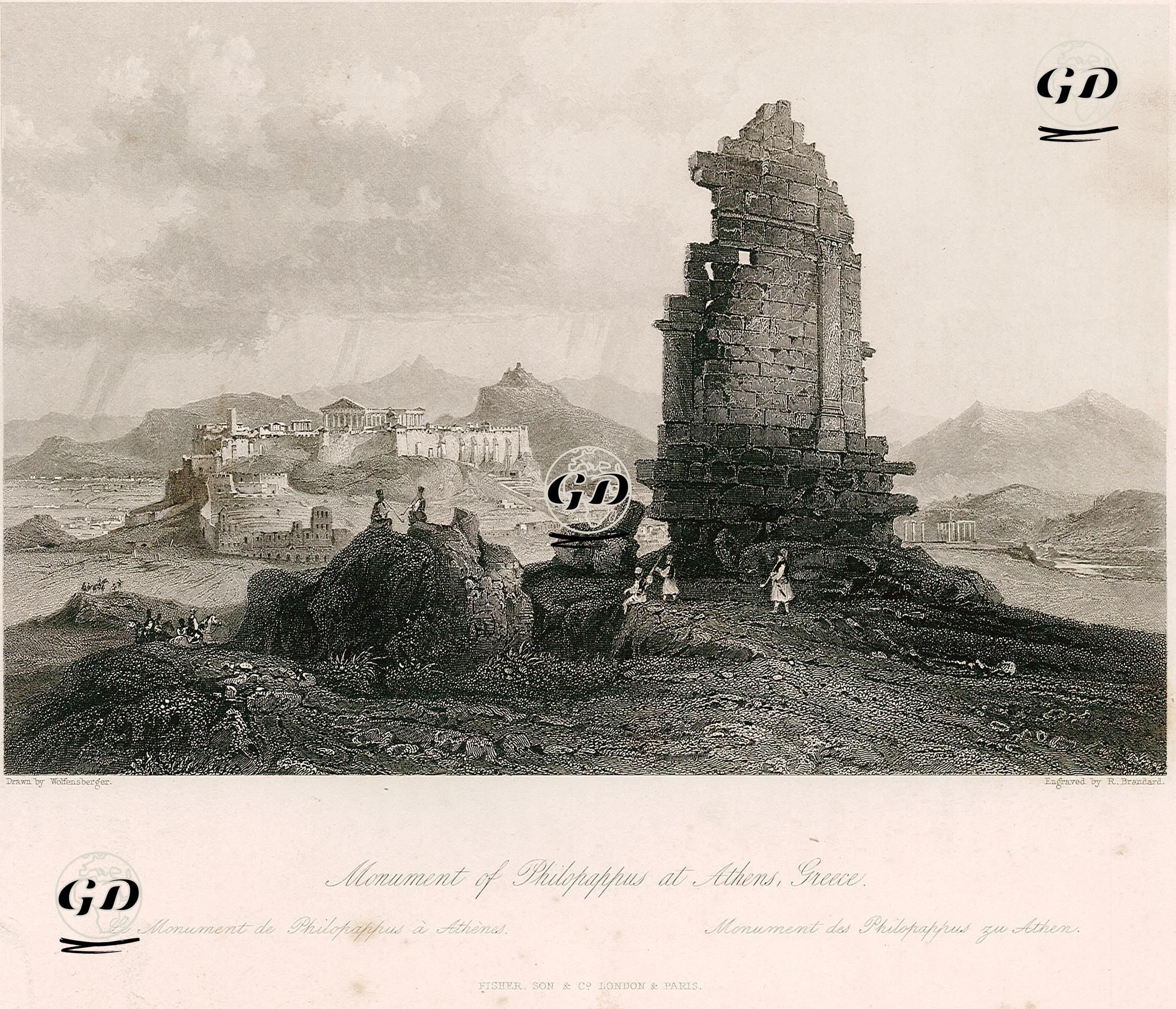 Filopappos Anıtı, Atina, Yunanistan - Johann Jakob Wolfensberger (1797-1850) - 1842