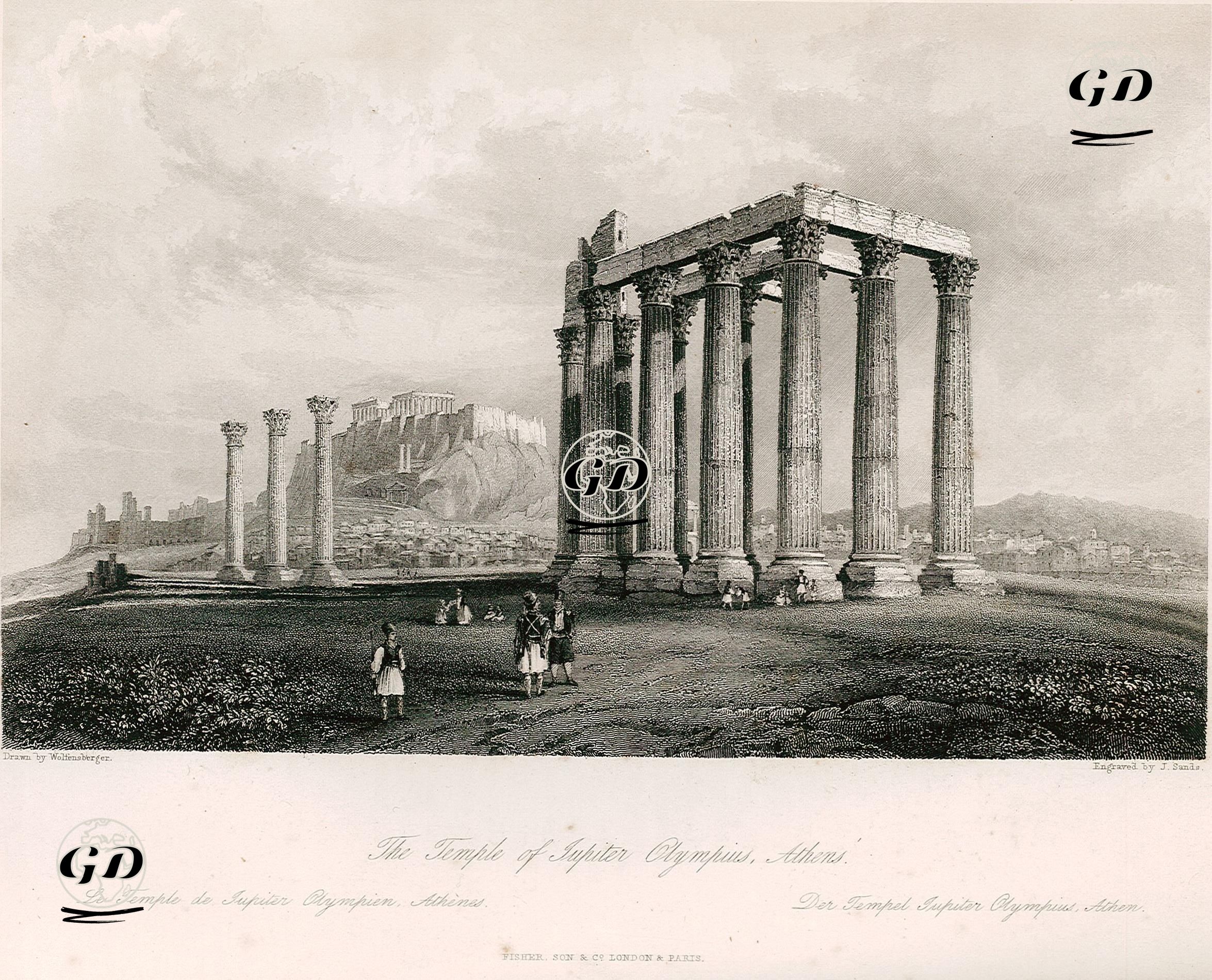 The Temple Of Jupiter Olympius, Athens-Le Temple De Jupiter Olympien, Athenes-Der Tempel Jupiter Olympius, Athen - Johann Jakob Wolfensberger (1797-1850) - 1840