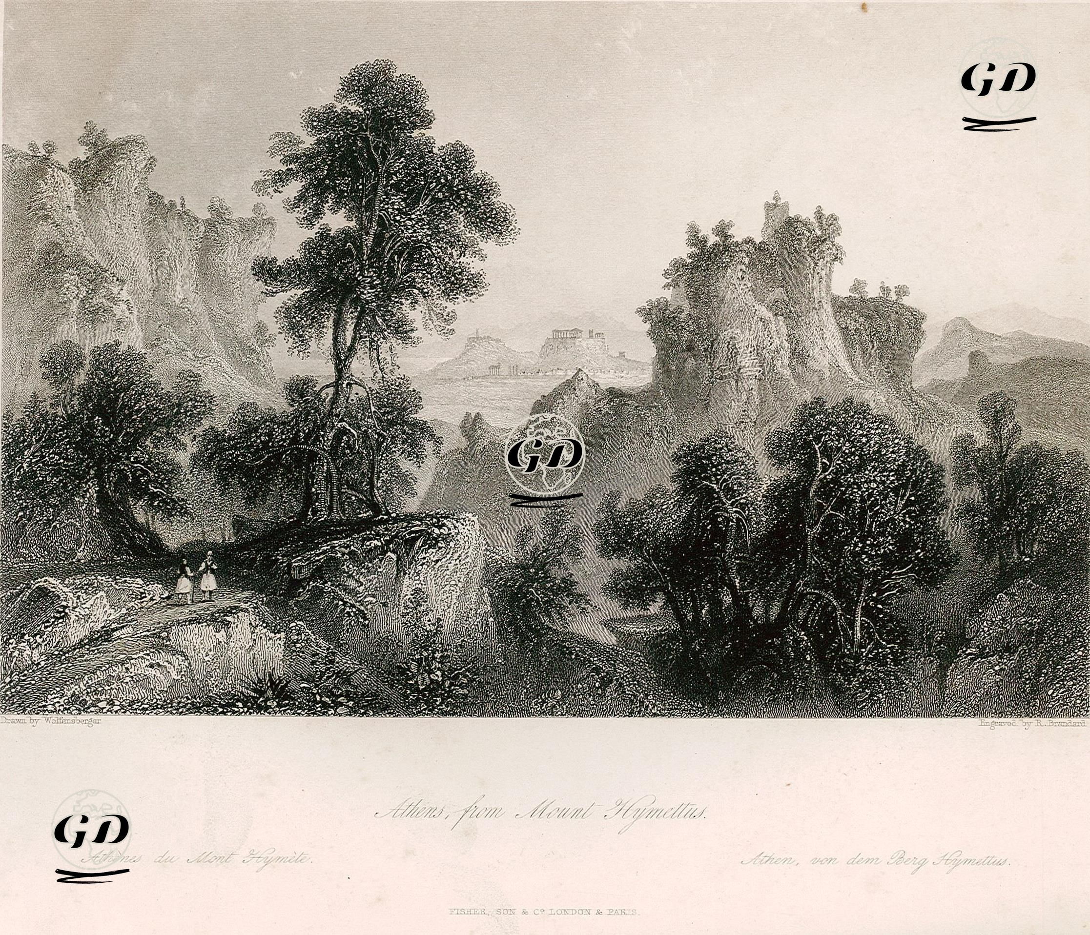 İmittos Dağından Atina - Johann Jakob Wolfensberger (1797-1850) - 1840