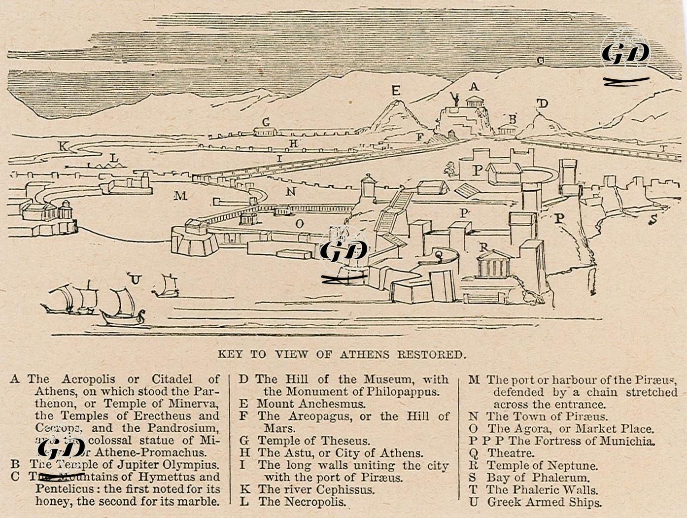 Key To View Of Athens Restored -  - 1859