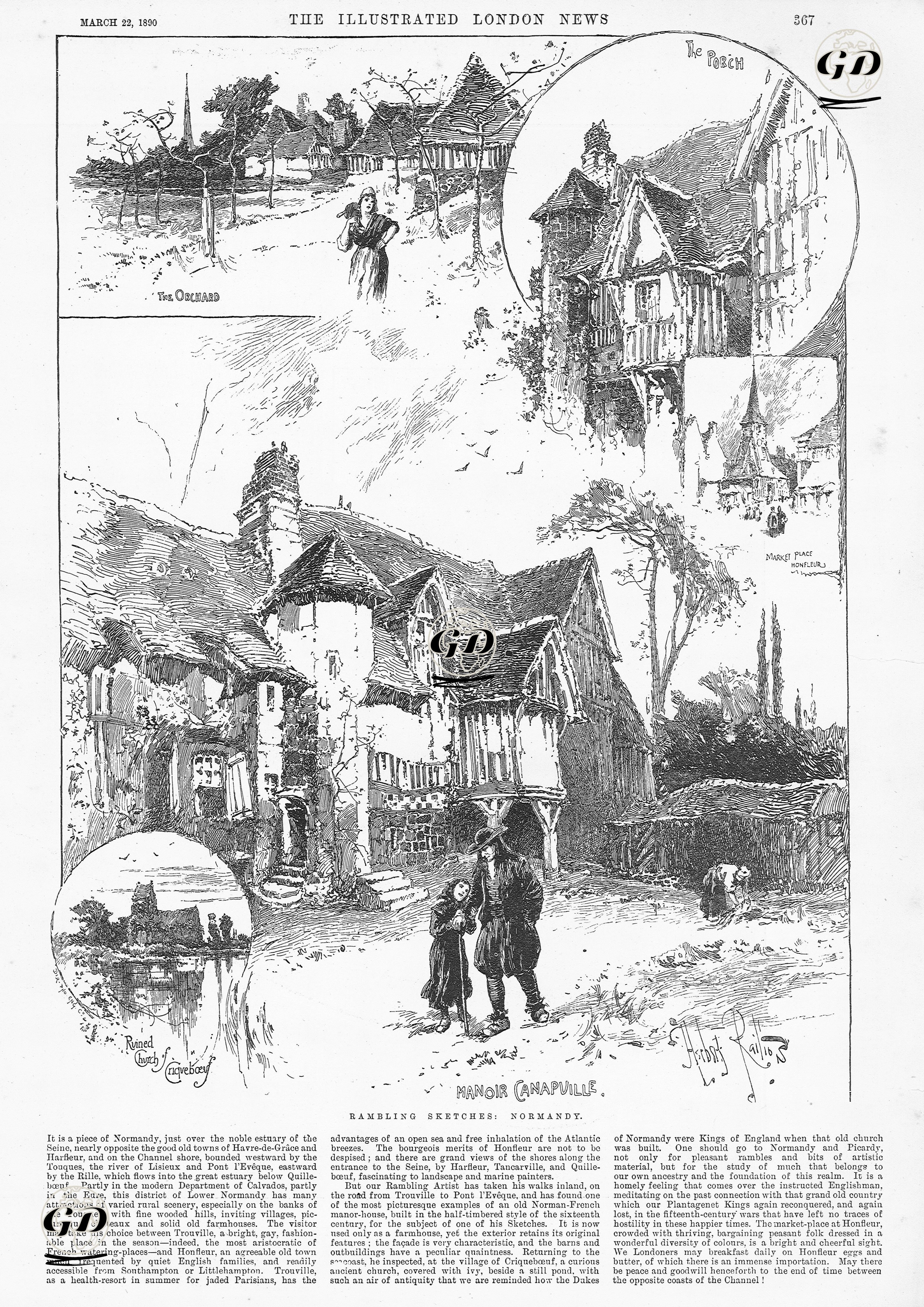 Normandiya'dan Çizimler - Herbert Railton (1857-1910) - 1890