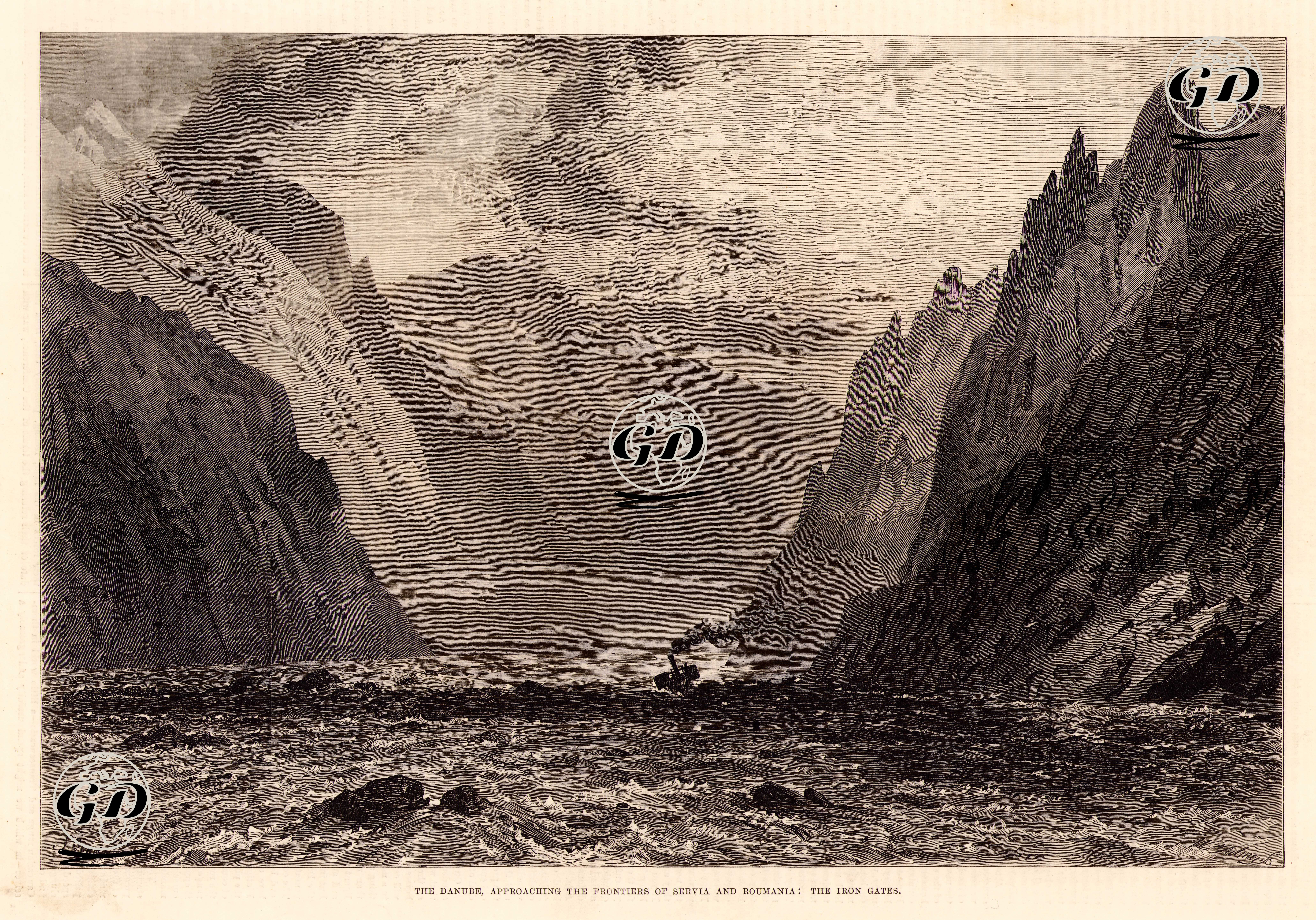 Sırbistan ve Romanya Sınır Hattını Belirleyen Tuna Nehri Üzerindeki Demirkapı Boğazı -  - 1877