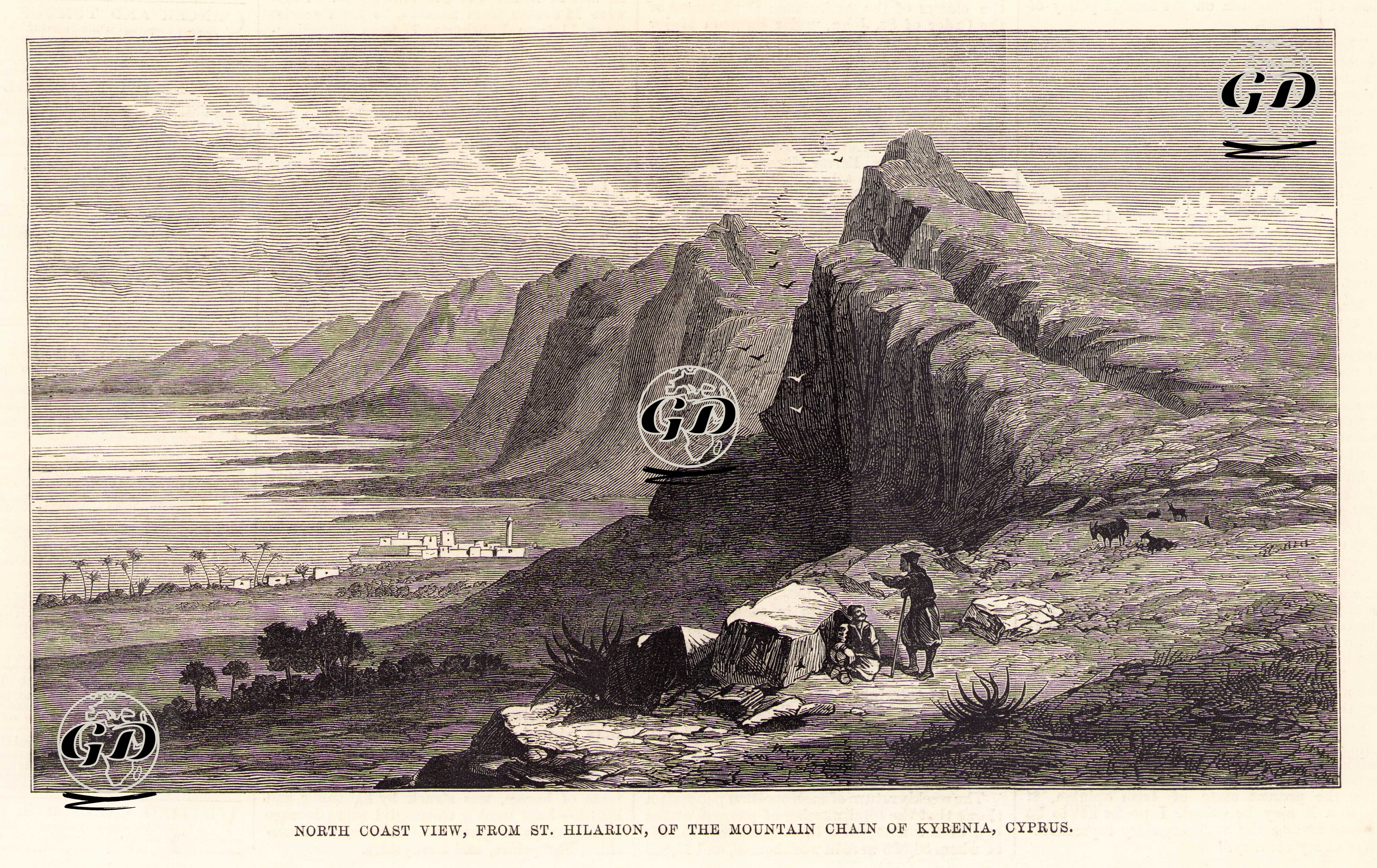 North Coast View, From St.Hilarion, On The Mountain Chain of Kyrenia, Cyprus -  - 1878