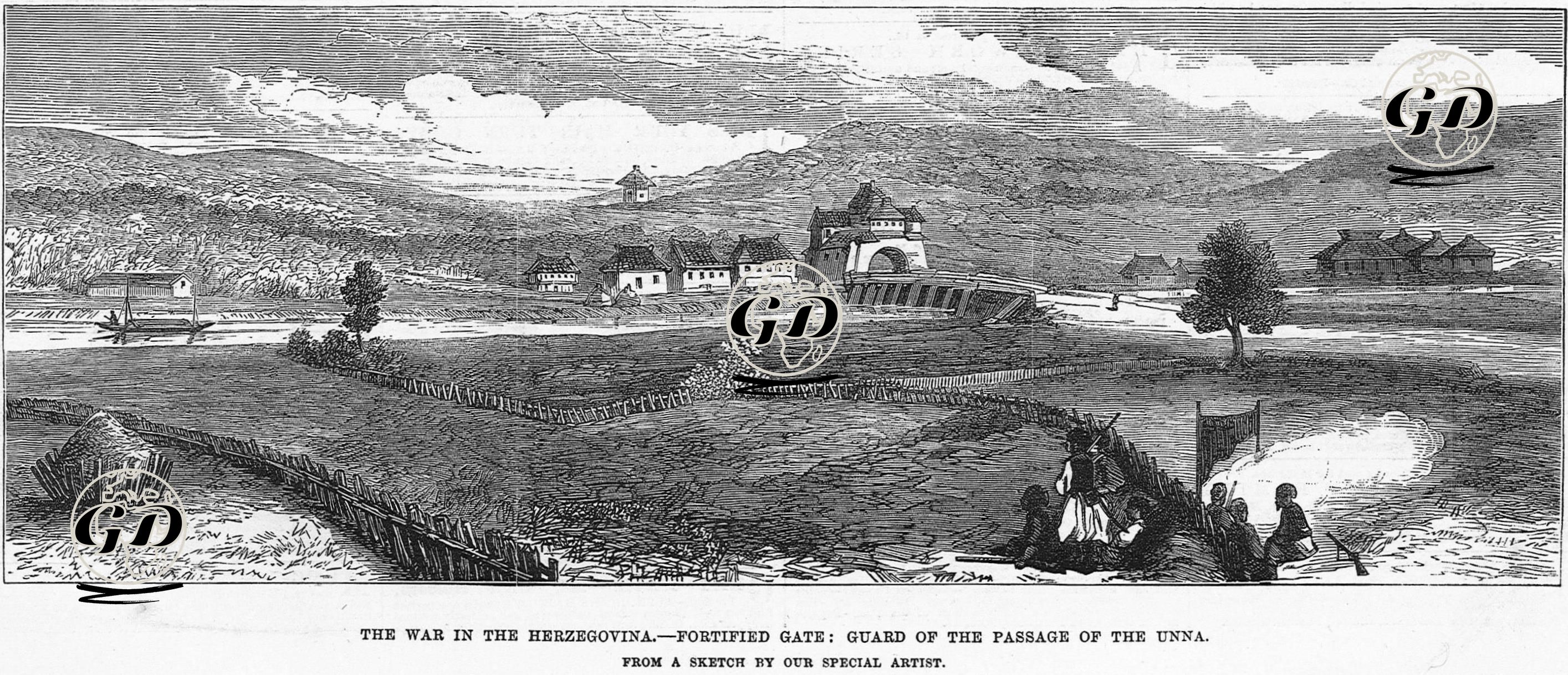 Hersek İsyanı Sırasında Unna Nehrinin Üzerindeki Köprünün Koruyucuları Ve Tahkim Edilmiş Kapı -  - 1875