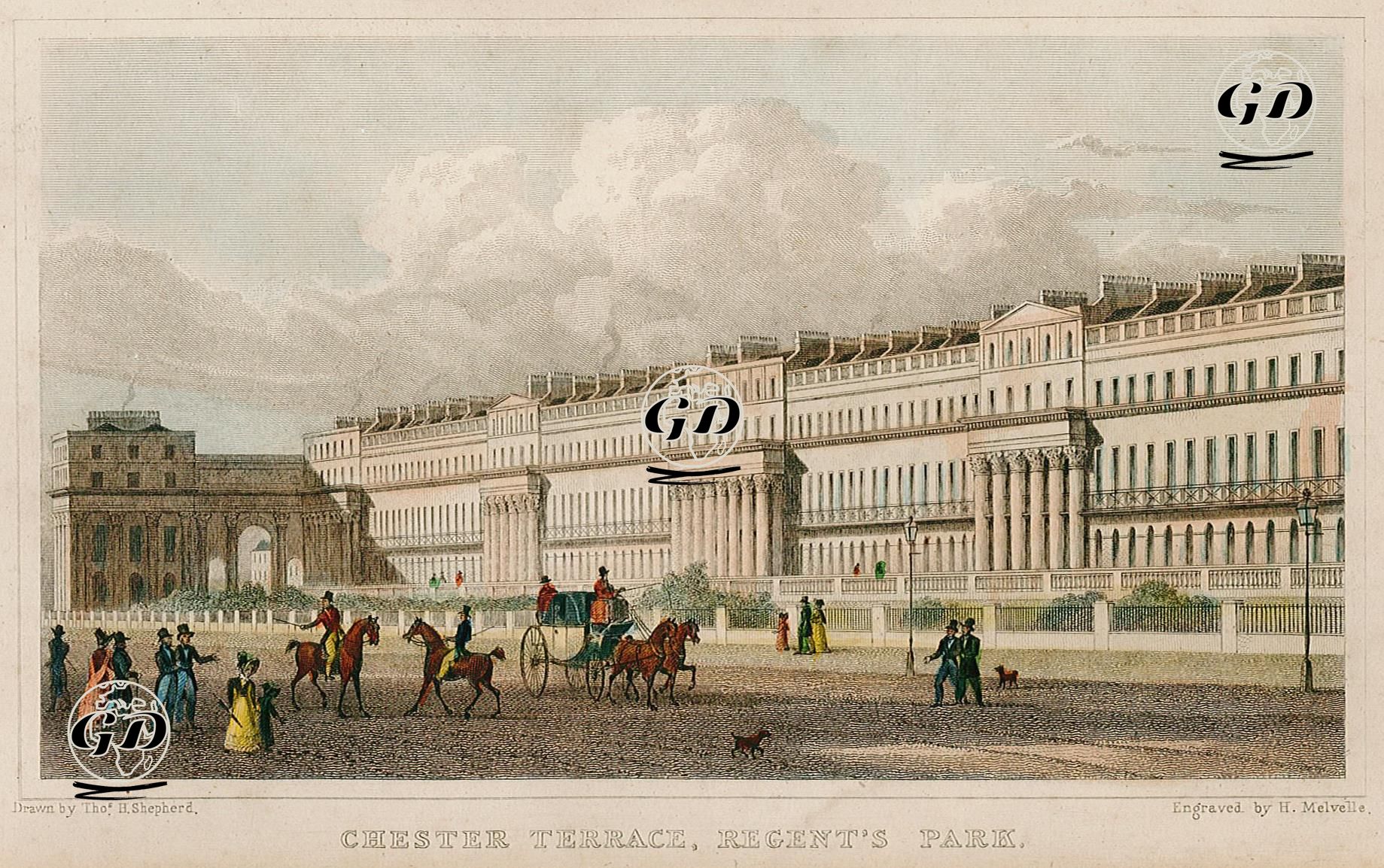 Chester Evleri, Regent Park - Thomas Hosmer Shepherd (1792-1864) - 1828
