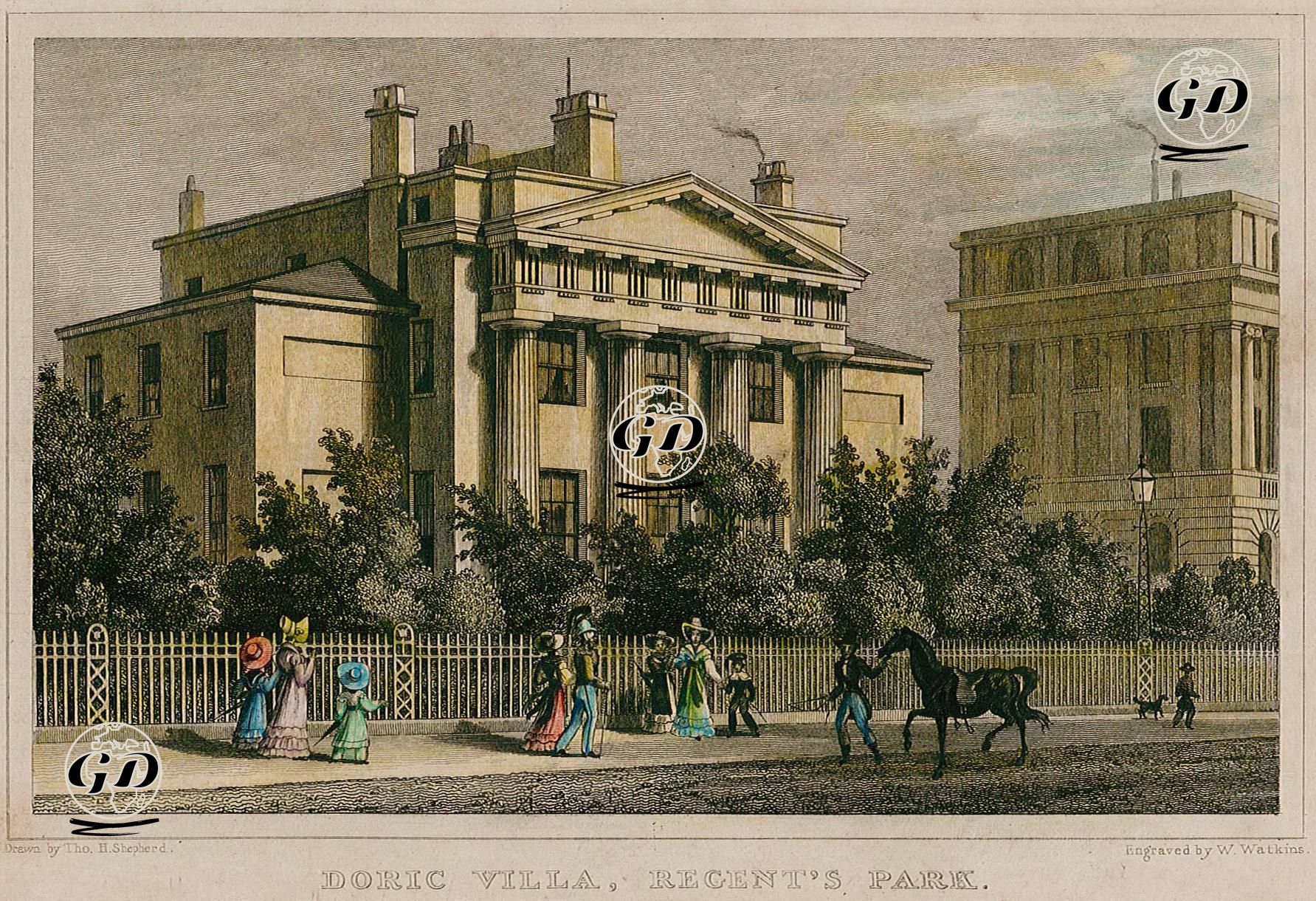 Doric Malikhanesi, Regent Park - Thomas Hosmer Shepherd (1792-1864) - 1828