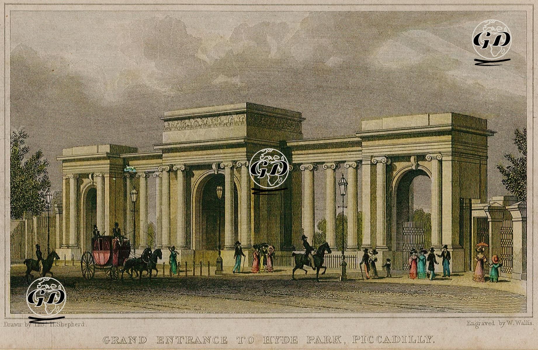 Hyde Parkın Ana Girişi, Piccadilly - Thomas Hosmer Shepherd (1792-1864) - 1828
