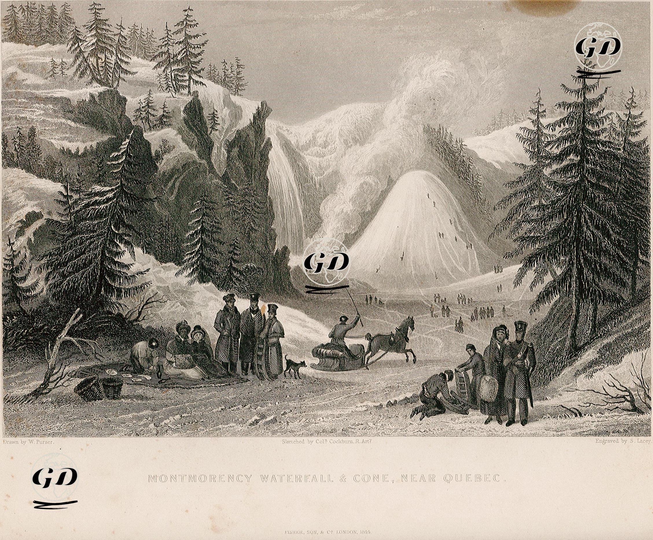 Ouebec Yakınlarında Montmorency Şelalesi Ve Buz Tepesi - William Purser (1789-1852) - 1844