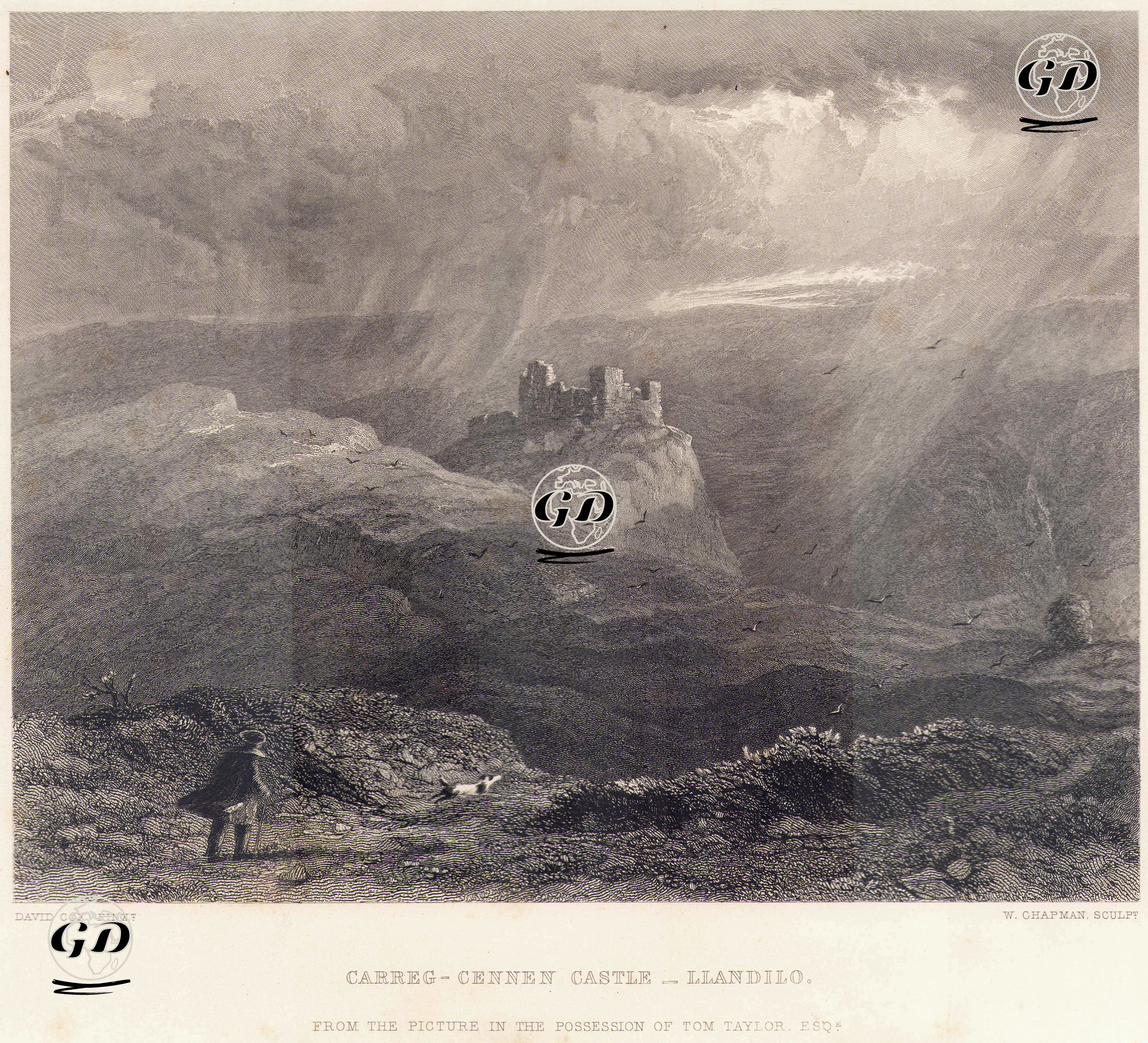 Carreg Cennen Kalesi, Llandeilo - David Cox (1783-1859) - 1868
