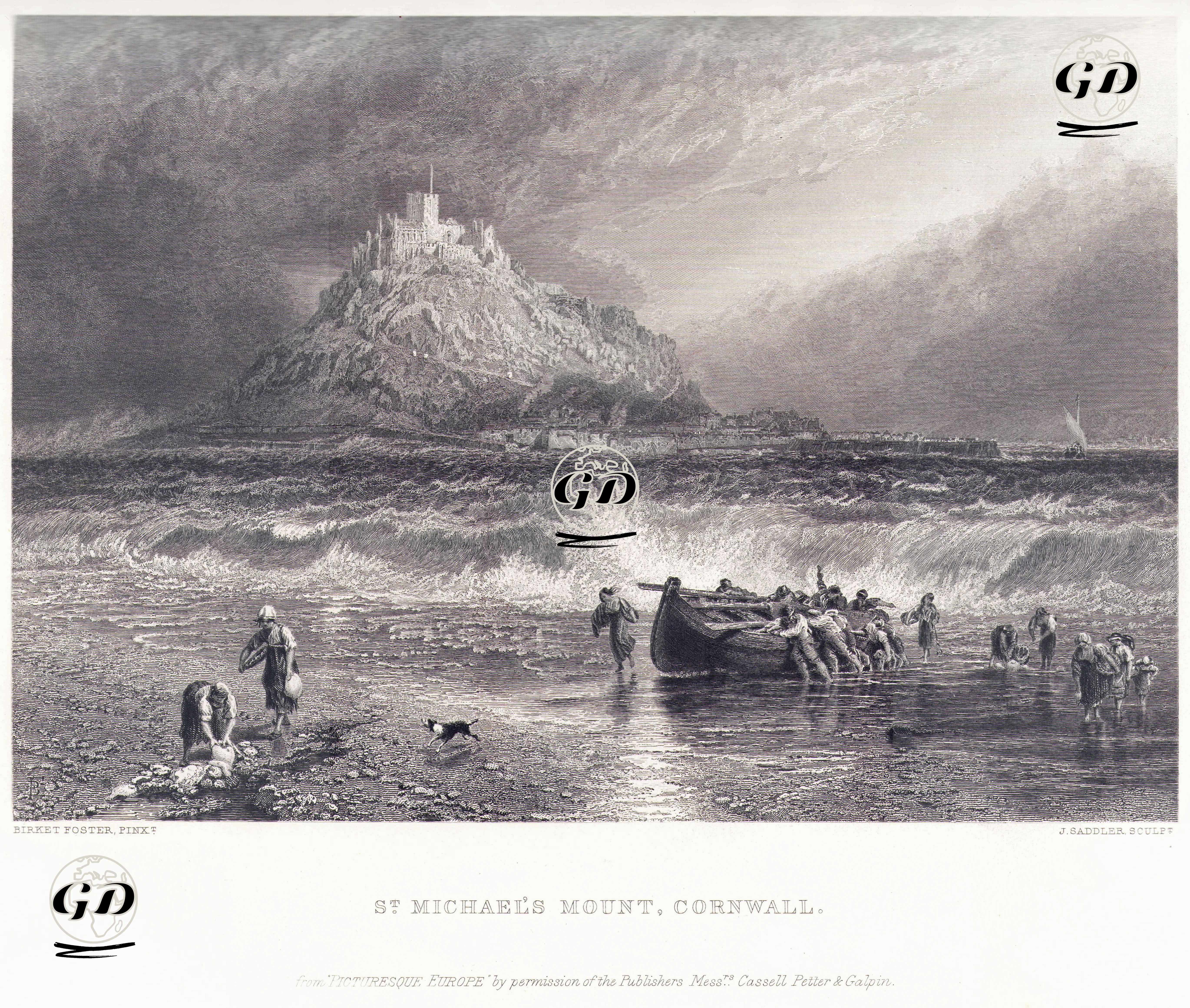 St.Michael Dağı, Cornwall - Myles Birket Foster (1825-1899) - 1876