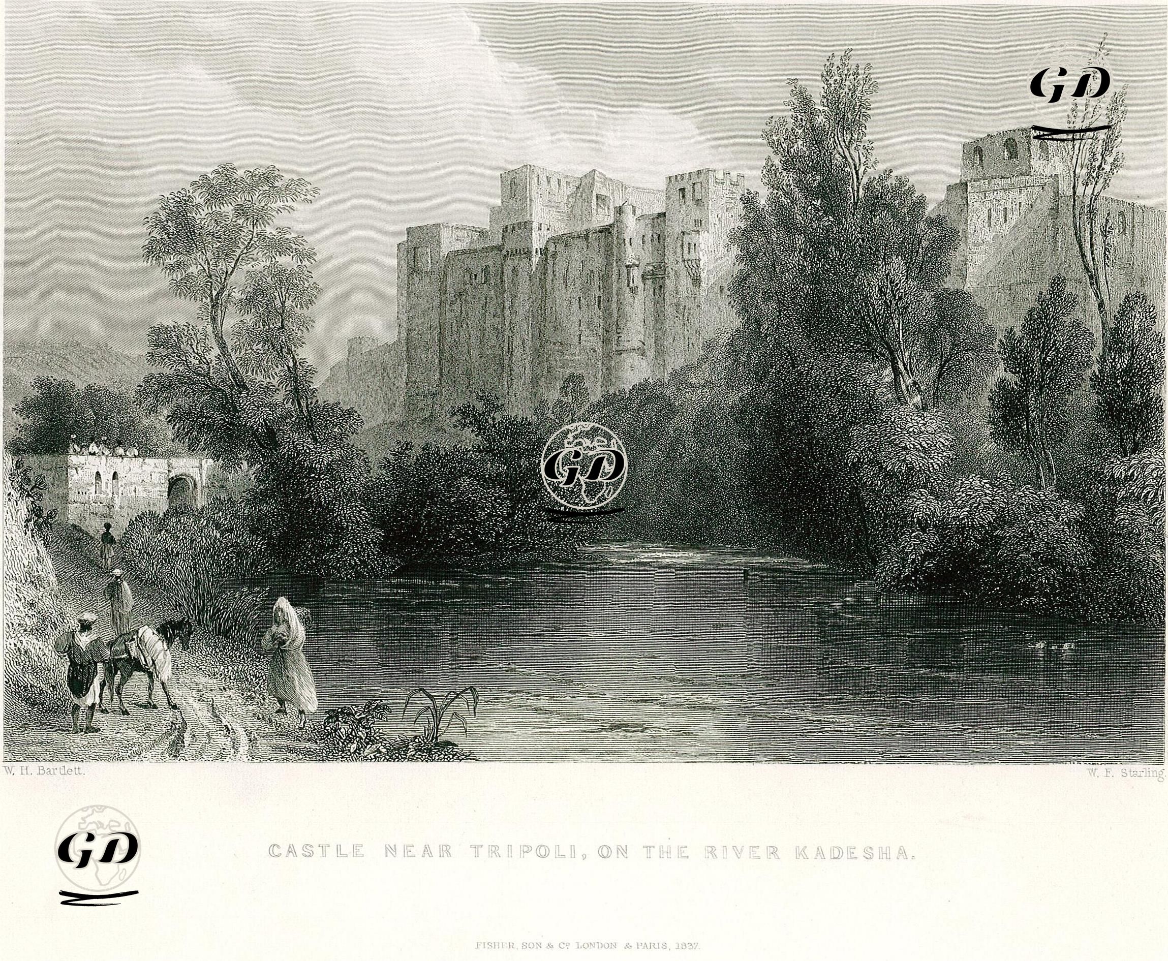 Castle Near Tripoli, On The River Kadesha   - William Henry Bartlett (1809-1854) - 1837