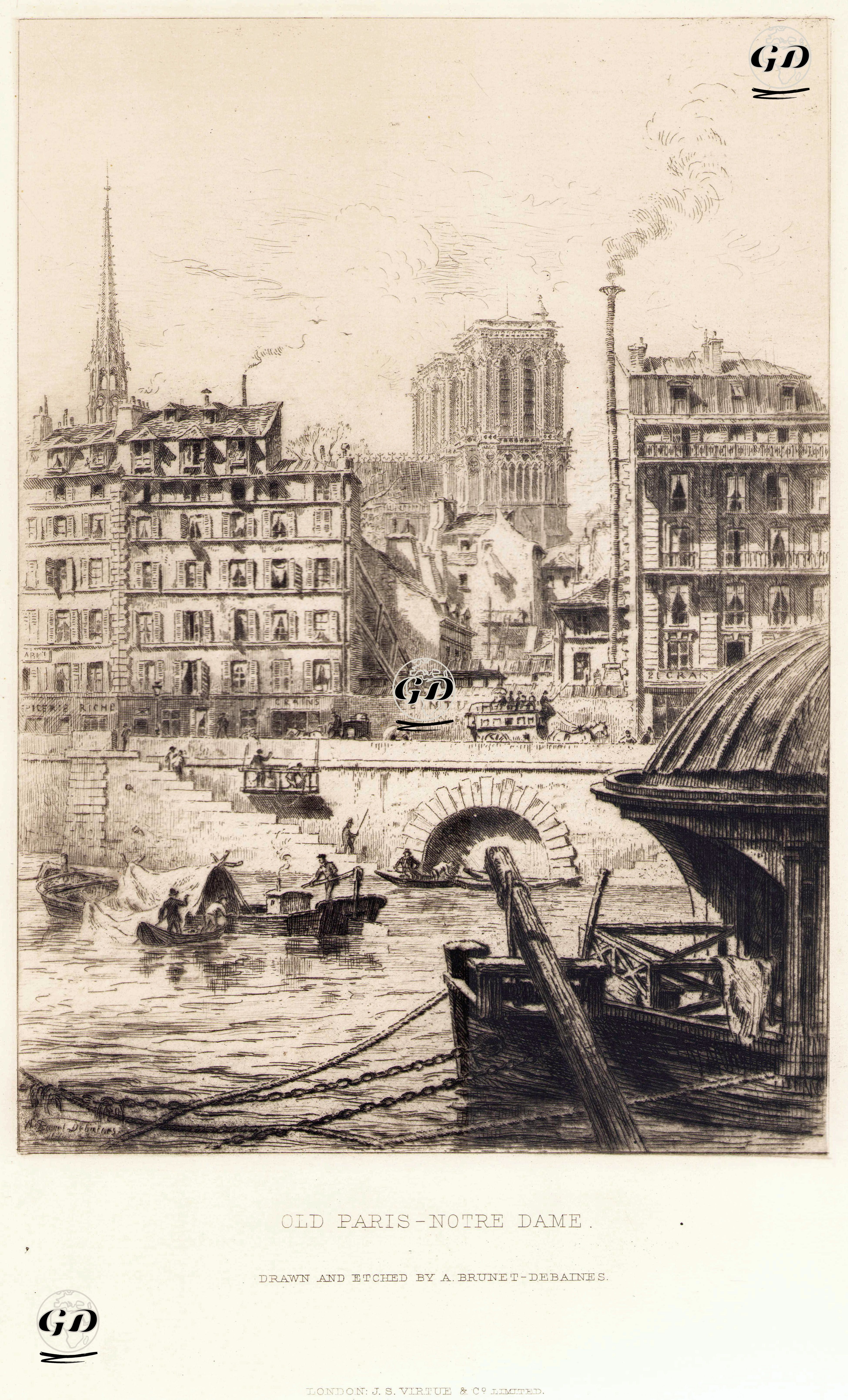 Paris'te Notre Dame Katedrali - A.L.Brunet-Debaines (1845-1935) - 1883