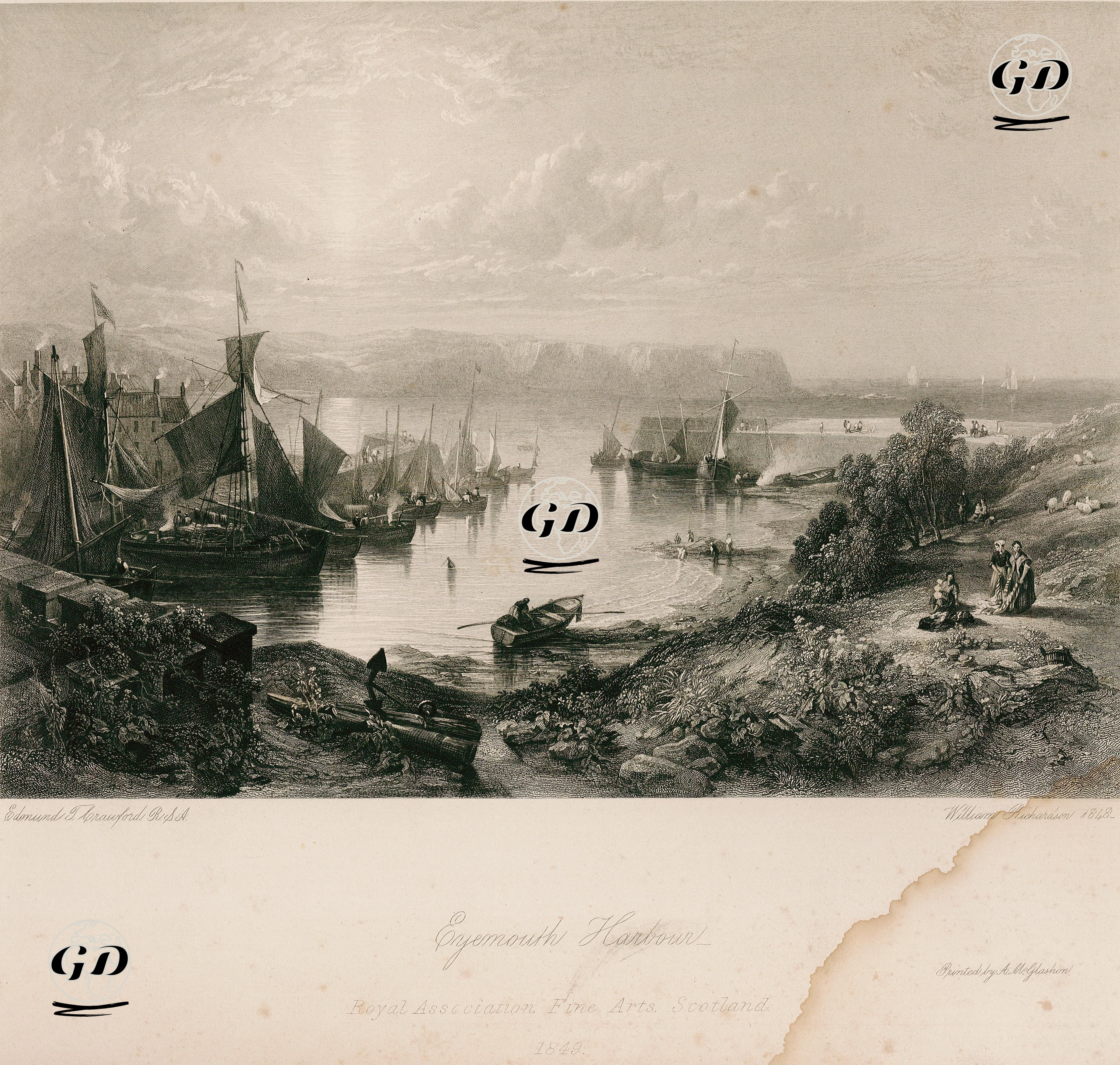 Eyemouth Kasabasının Limanı - Edmund Thornton Crawford (1806-1885) - 1849
