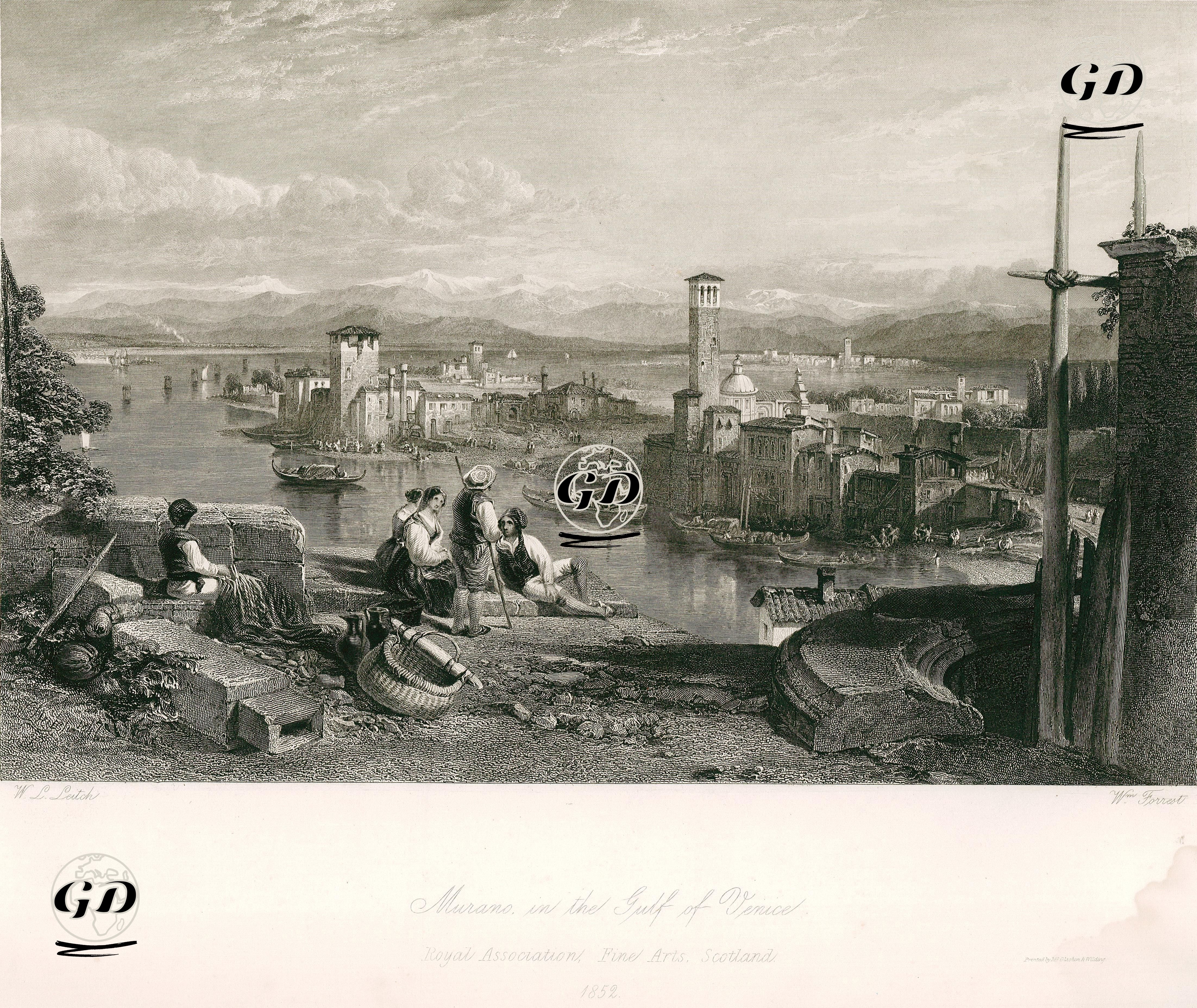 Venedik Lagününde Murano Adası - William Leighton Leitch (1804-1883) - 1852