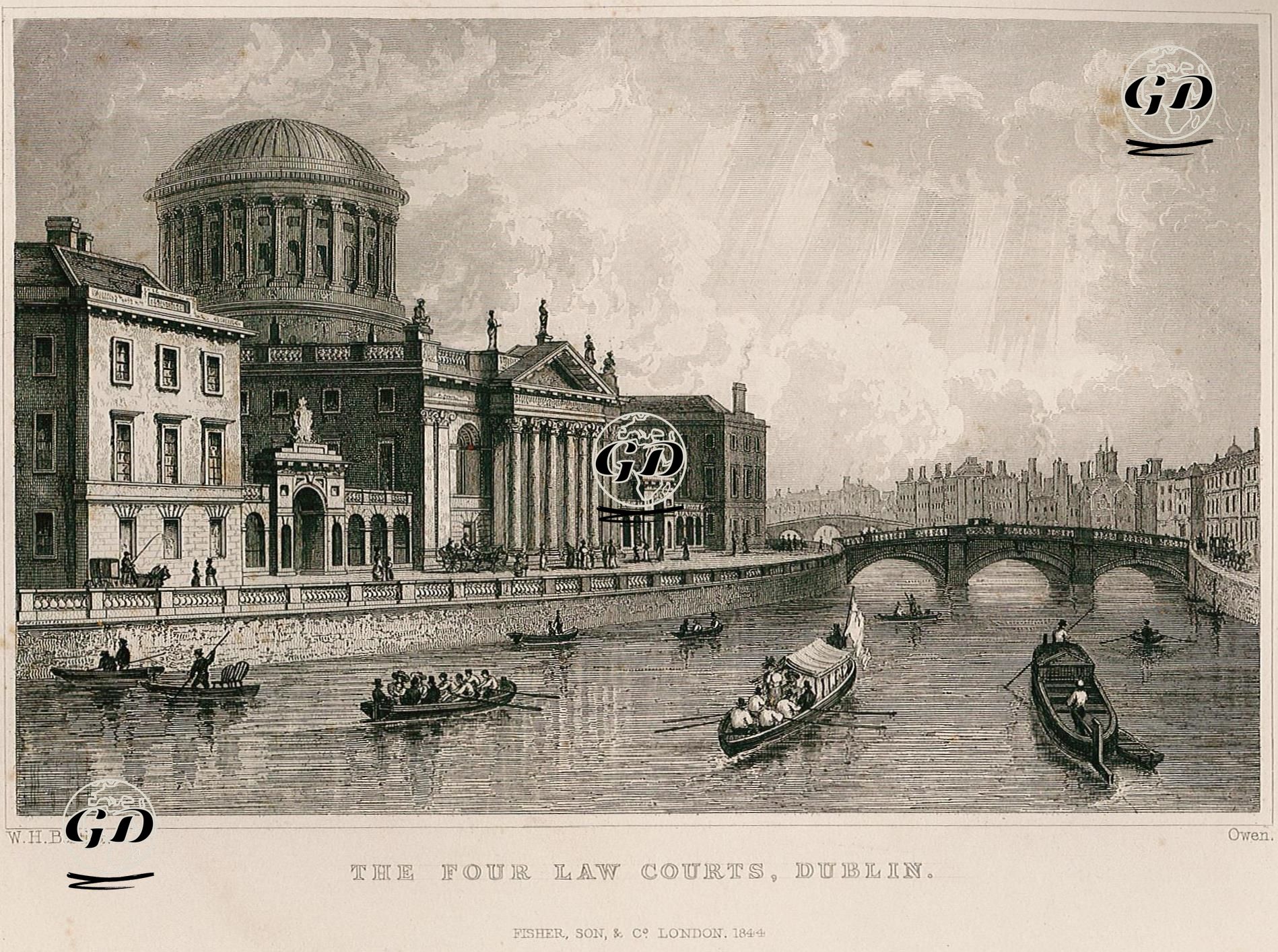 Dublin Yüksek Mahkeme Binası Ve Liffey Nehri - William Henry Bartlett (1809-1854) - 1844