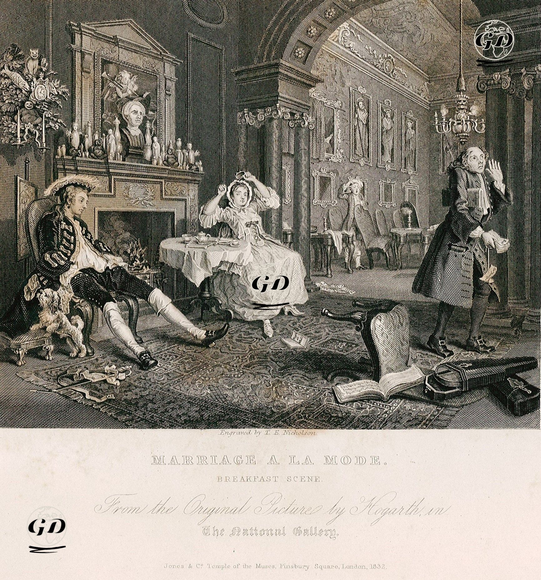 Marriage A La Mode-Breakfast Scene - William Hogarth (1697-1764) - 1832