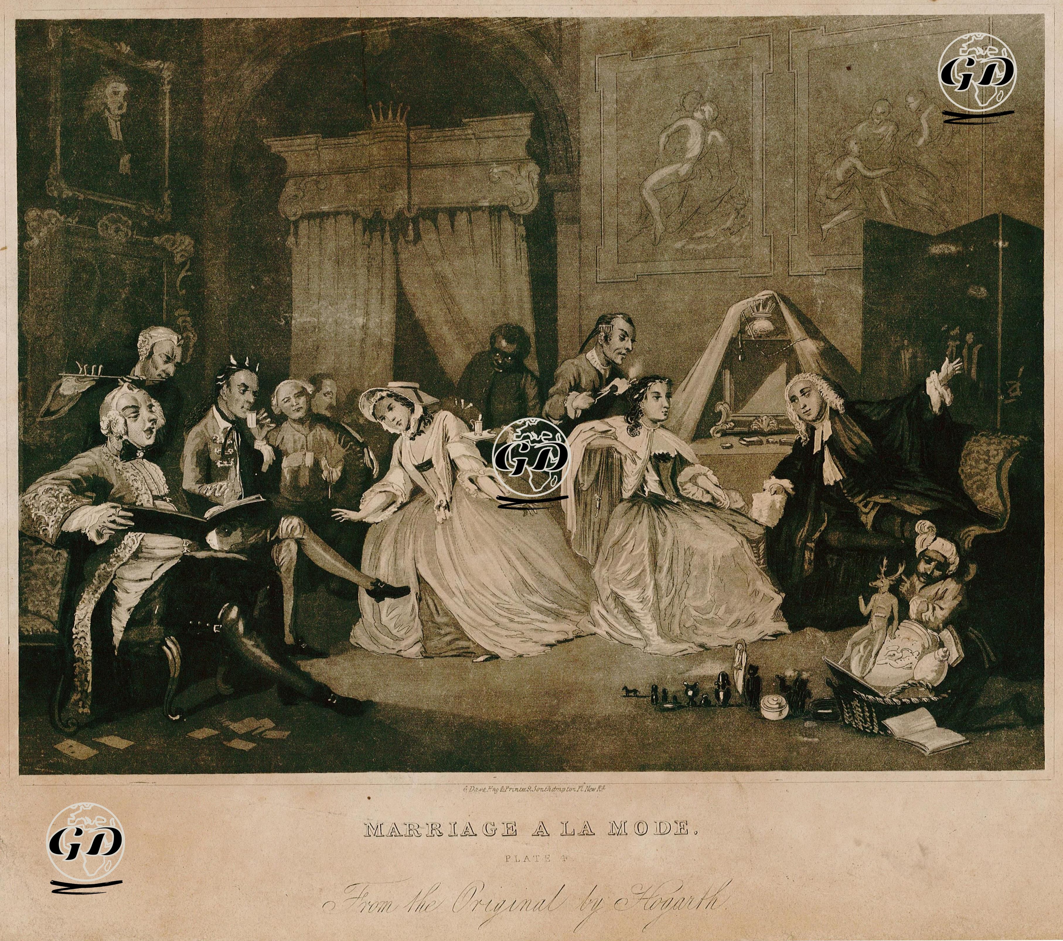 Marriage A La Mode-Plate 4 - William Hogarth (1697-1764) - 1820's