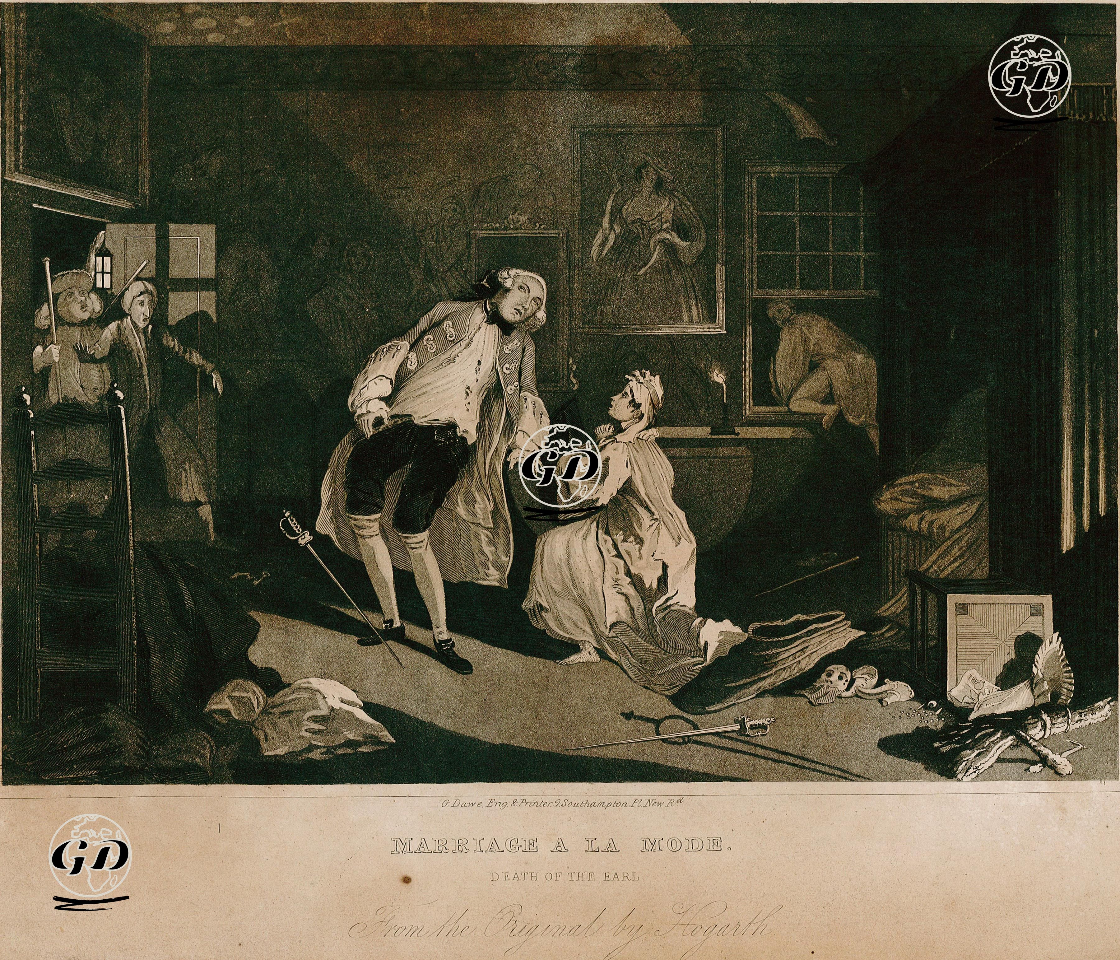 Marriage A La Mode-Death Of The Earl - William Hogarth (1697-1764) - 1820's