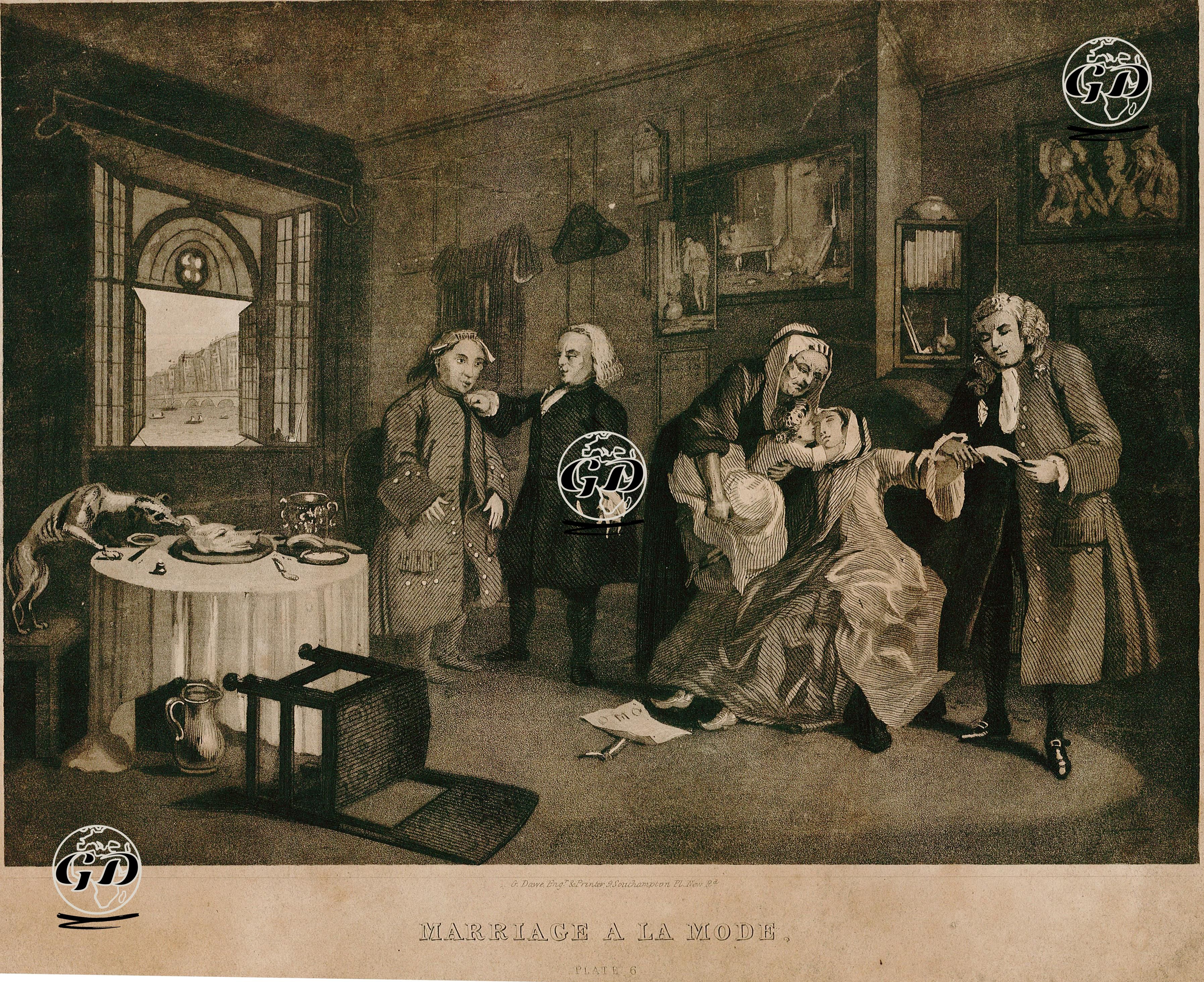 Marriage A La Mode-Plate 6 - William Hogarth (1697-1764) - 1820's