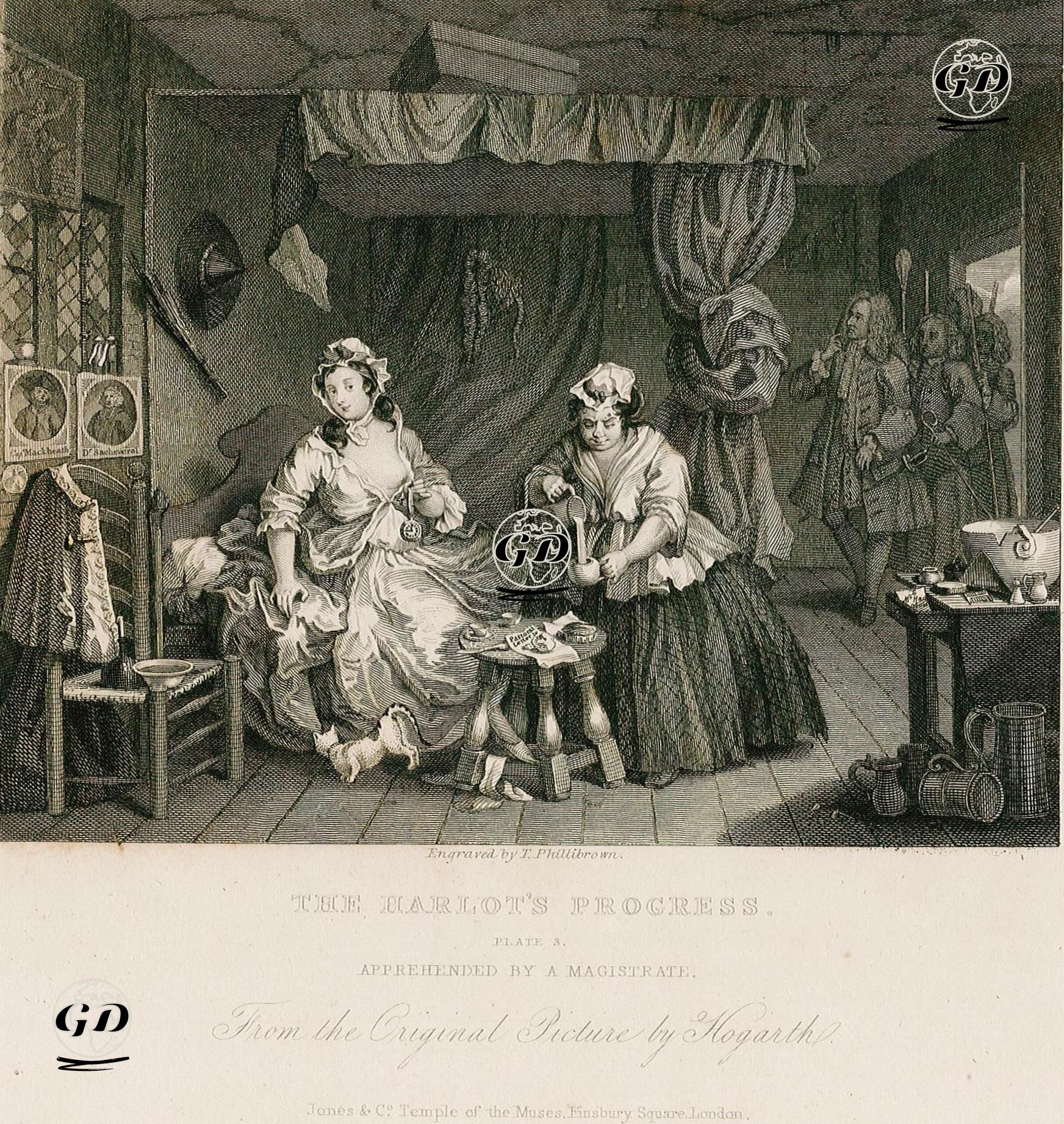 The Harlot's Progress-Apprehended By A Magistraate-Plate 3 - William Hogarth (1697-1764) - 1833