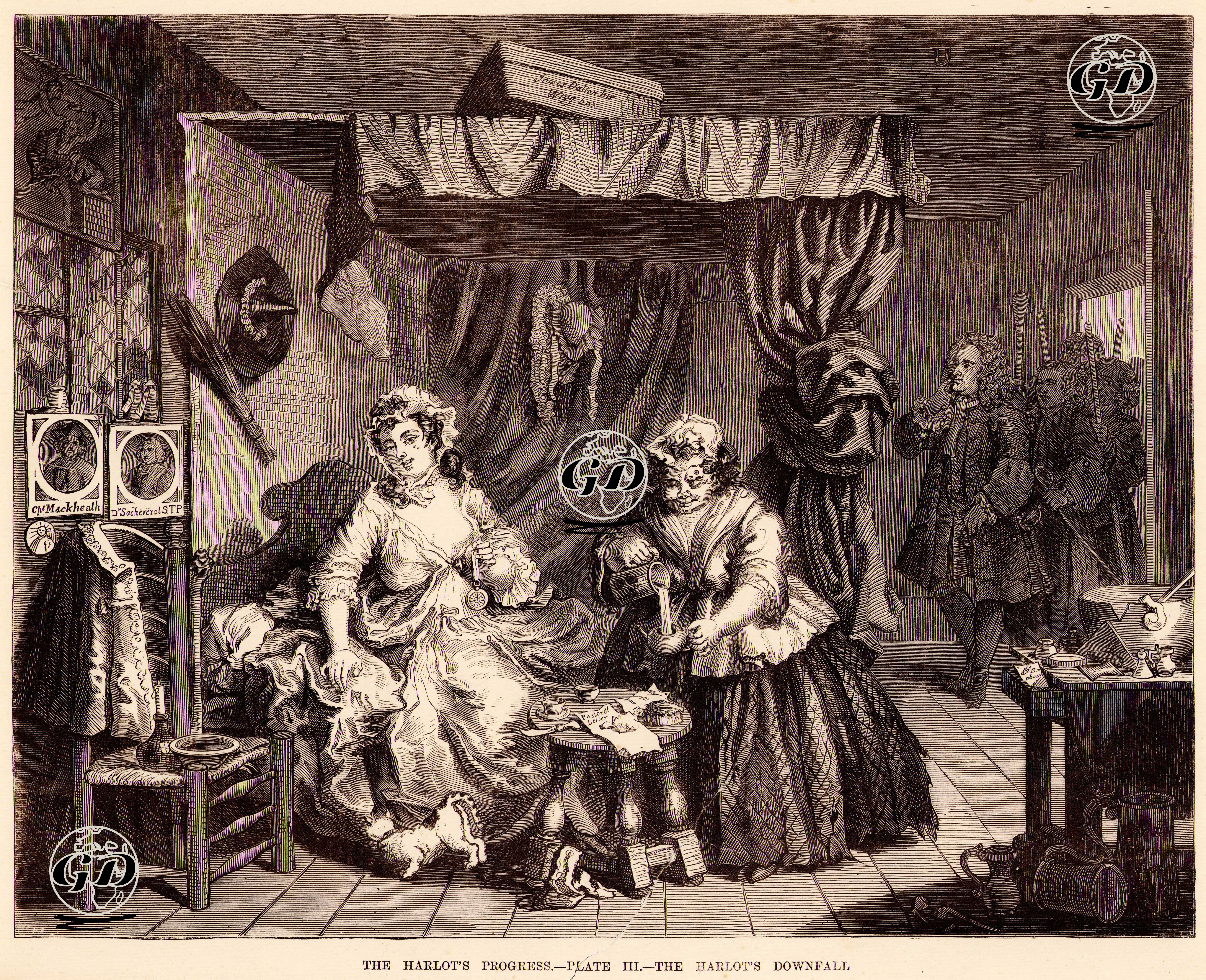 The Harlot's Progress-Plate III.-The Harlot's Downfall - William Hogarth (1697-1764) - 1870's