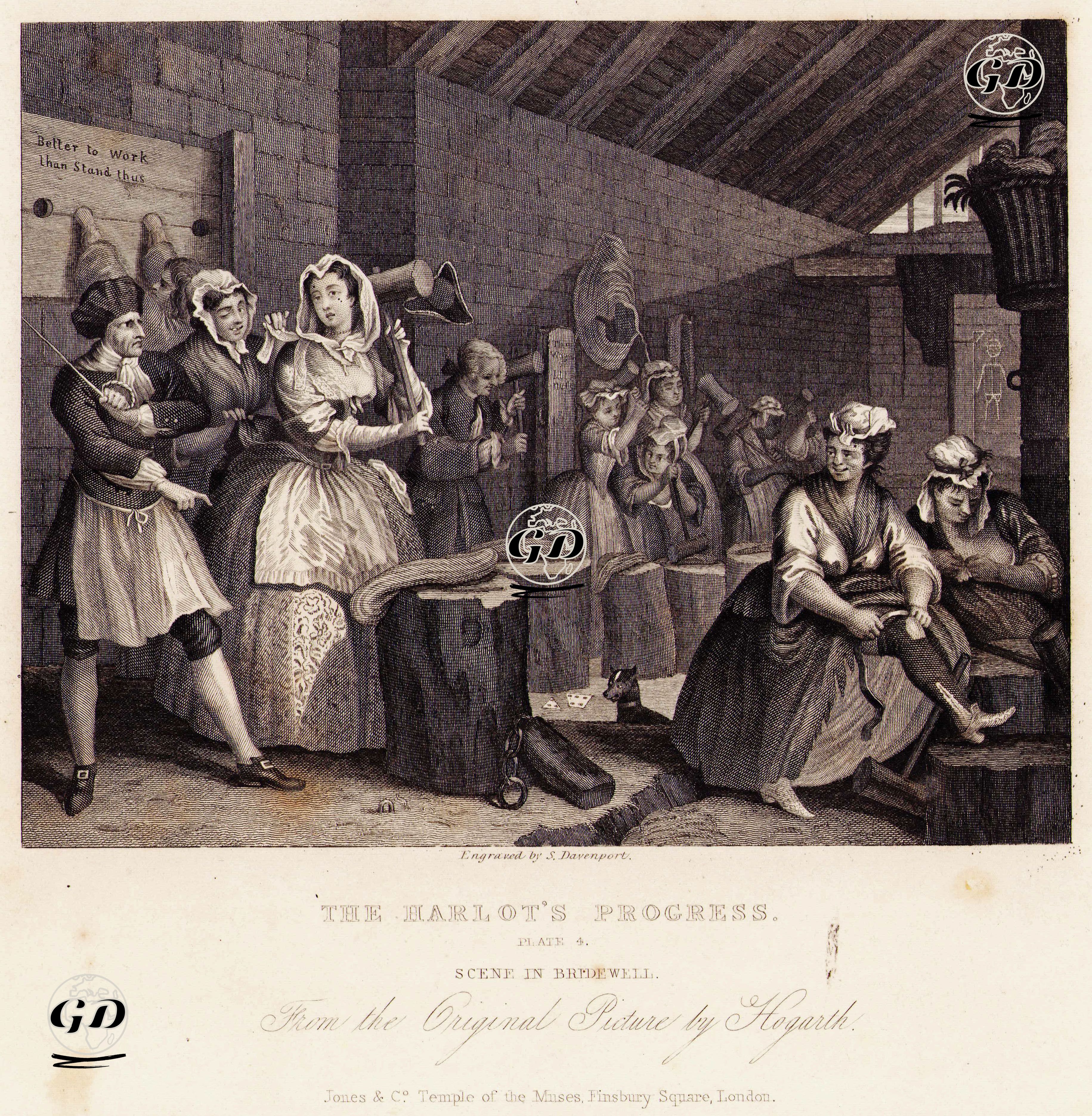 The Harlot's Progress-Scene in Bridewell-Plate 4 - William Hogarth (1697-1764) - 1833