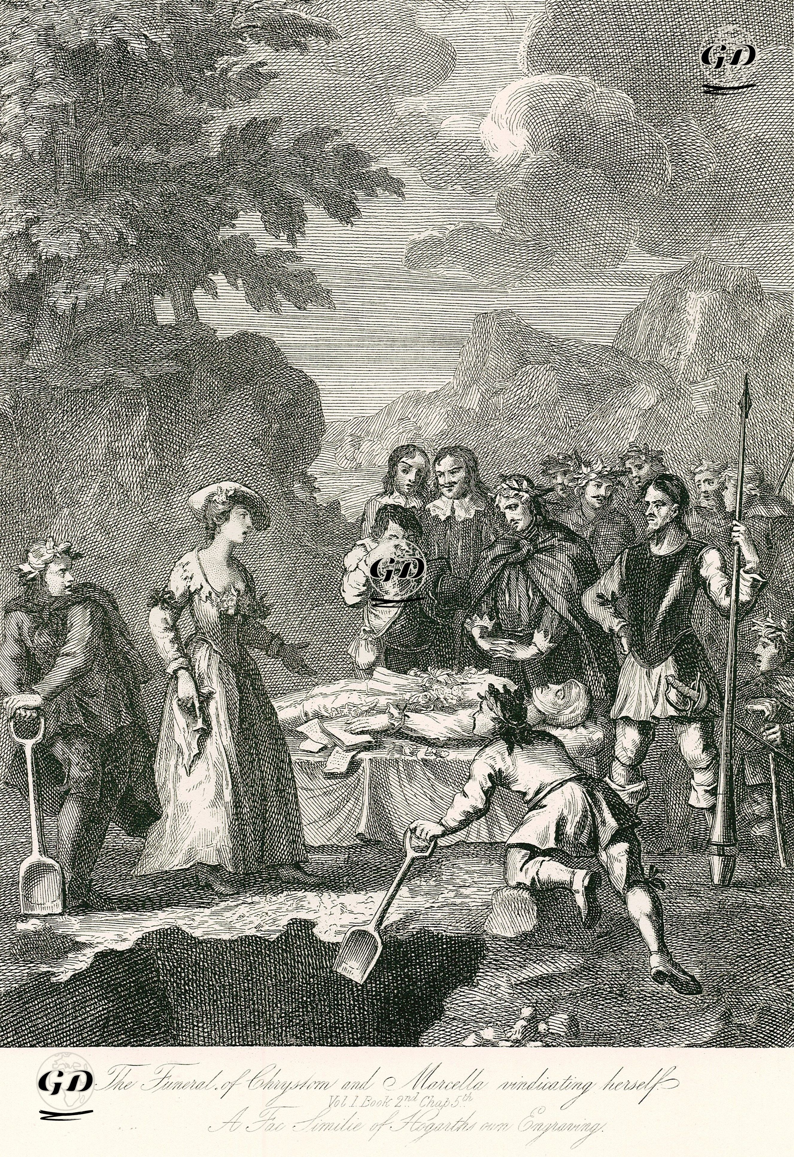The Funeral Of Chyrstom And Marcello Vindicating Herself-Vol 1. Book 2. Chap. 5  - William Hogarth (1697-1764) - 1870
