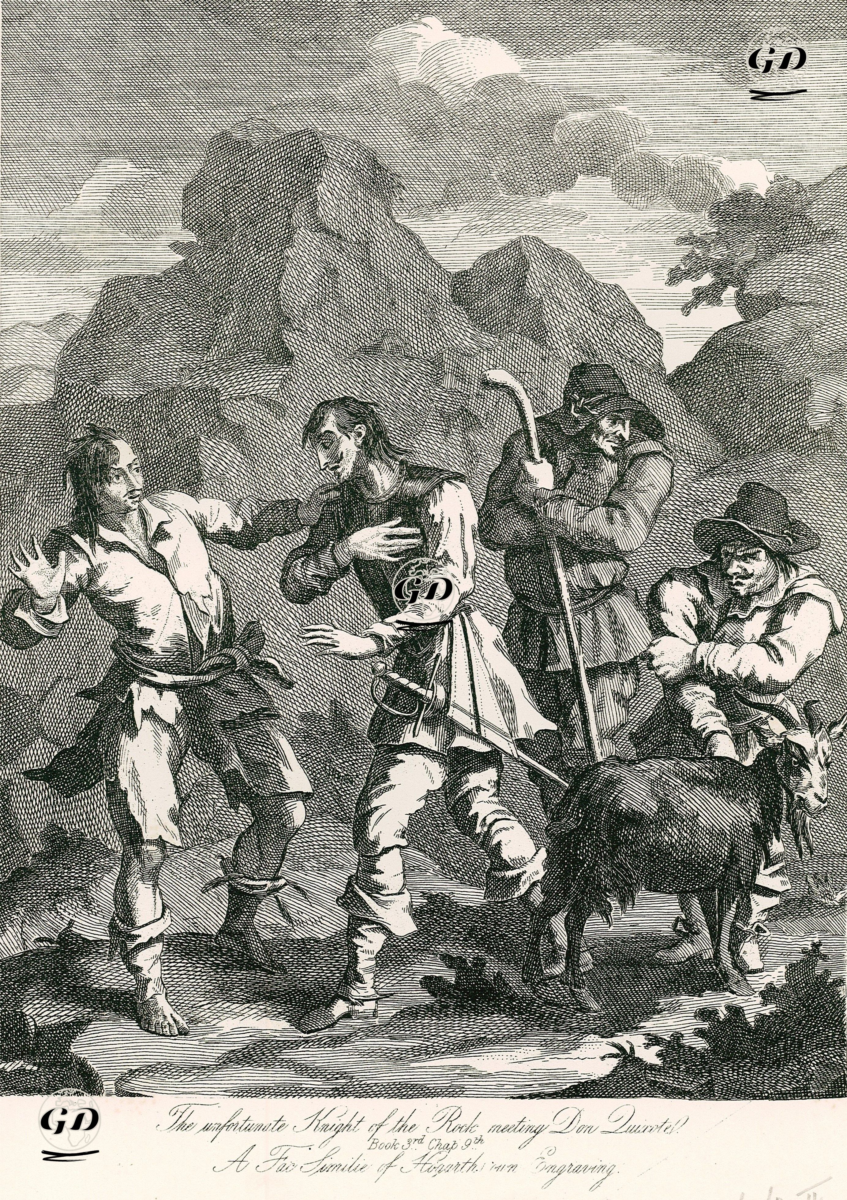 The Unfortunate Knight Of The Rock Meeting Don Luixote-Book 3. Chap. 9. - William Hogarth (1697-1764) - 1870