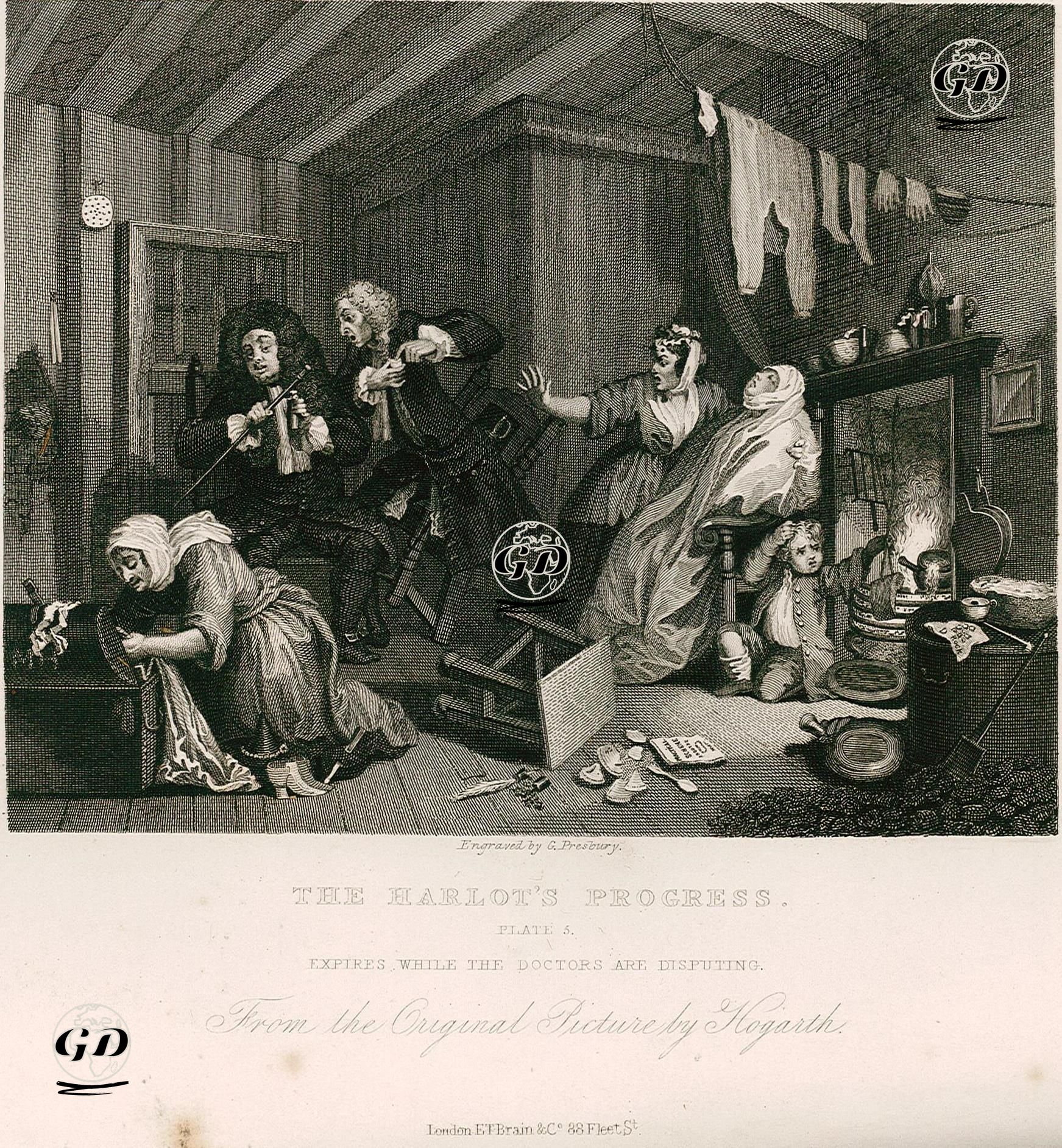 The Harlot's Progress-Expires While The Doctors Are Disputing-Plate 5 - William Hogarth (1697-1764) - 1833