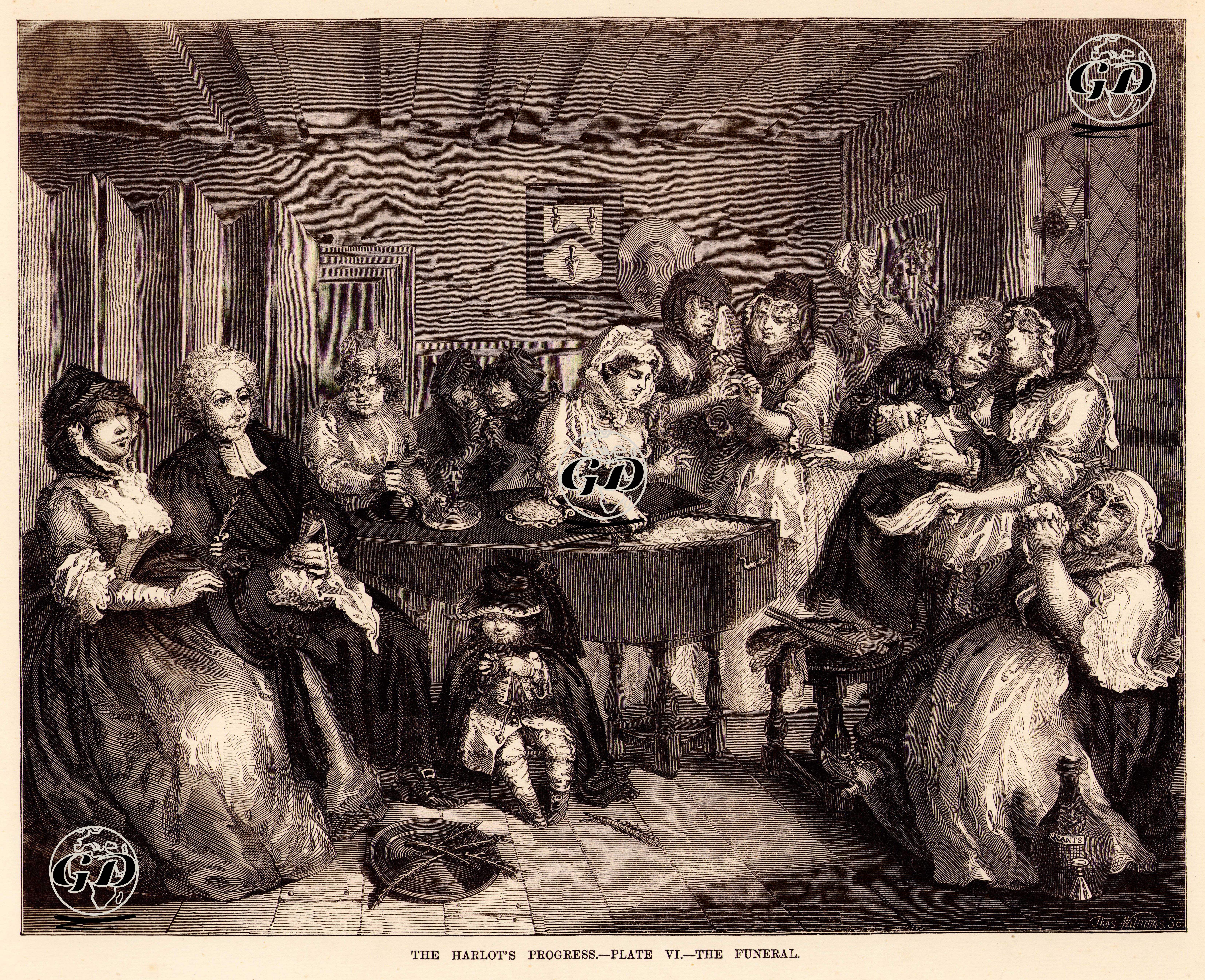 The Harlot's Progress-Plate VI.-The Funeral - William Hogarth (1697-1764) - 1870's