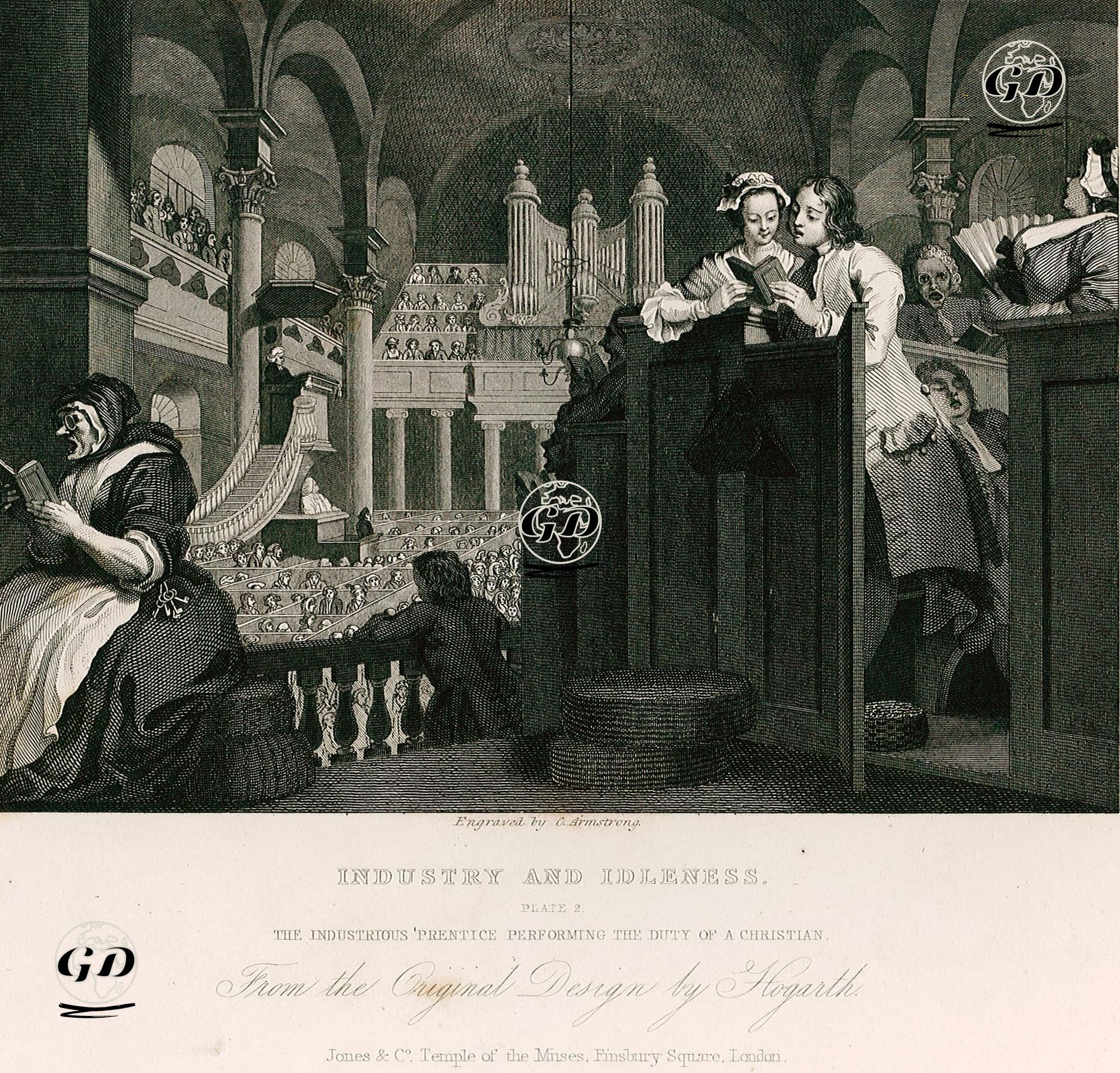 Industry And Idleness-The Industrious Prentice Performing The Duty Of A Christian-Plate 2 - William Hogarth (1697-1764) - 1833